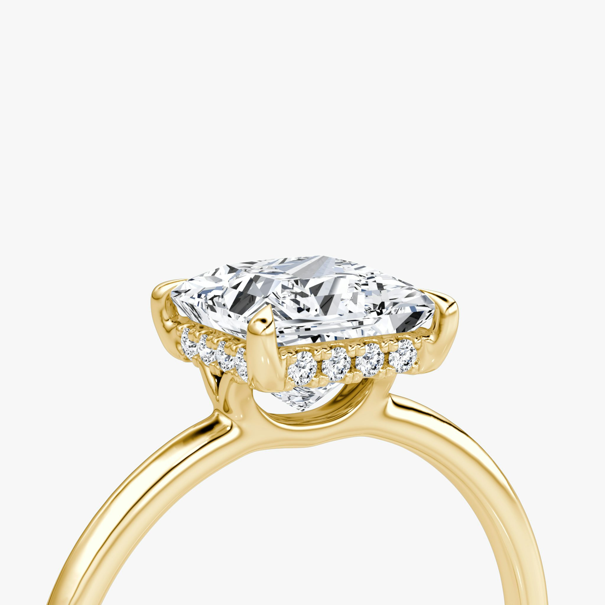 The Signature | Princess | 18k | Yellow Gold | bandAccent: Plain | bandWidth: standard | hiddenHalo: yes | diamondOrientation: vertical | caratWeight: other