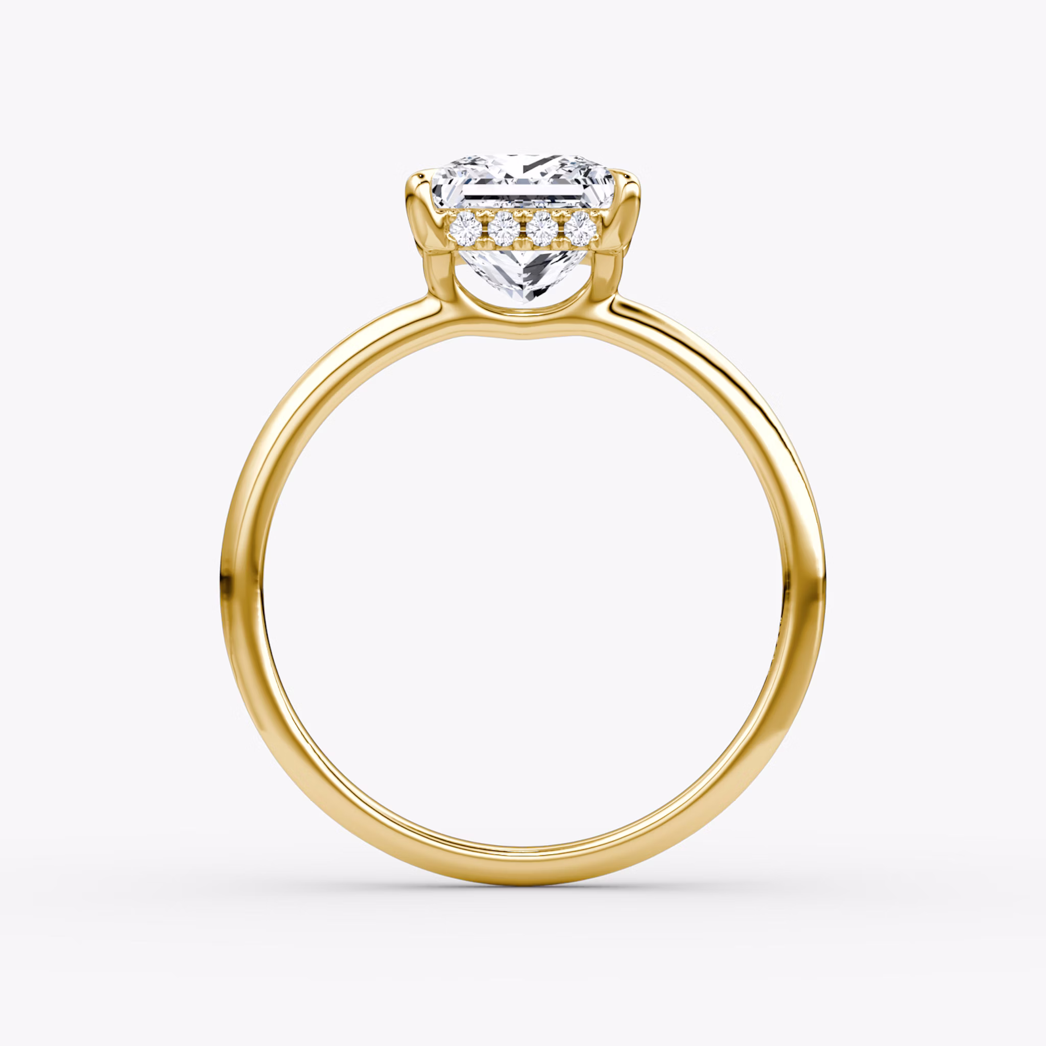 The Signature | Princess | 18k | Yellow Gold | bandAccent: Plain | bandWidth: standard | hiddenHalo: yes | diamondOrientation: vertical | caratWeight: other