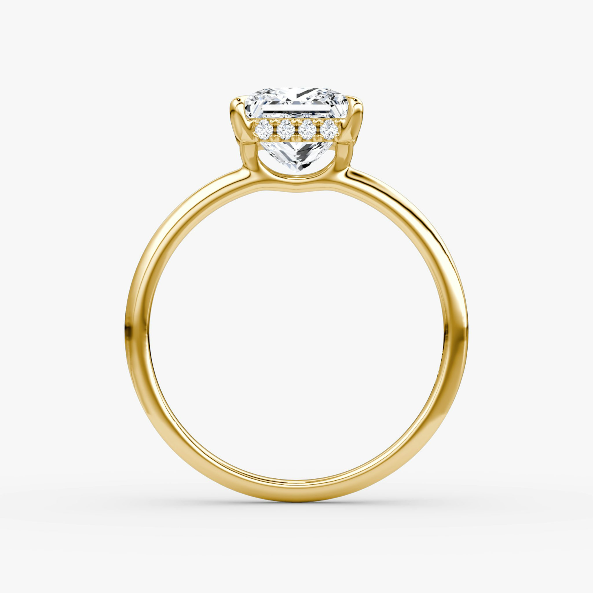 The Signature | Princess | 18k | Yellow Gold | bandAccent: Plain | bandWidth: standard | hiddenHalo: yes | diamondOrientation: vertical | caratWeight: other