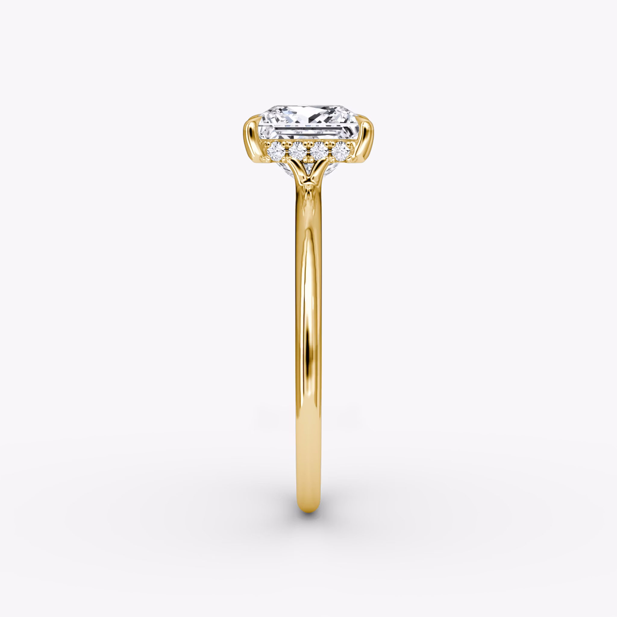 The Signature | Princess | 18k | Yellow Gold | bandAccent: Plain | bandWidth: standard | hiddenHalo: yes | diamondOrientation: vertical | caratWeight: other
