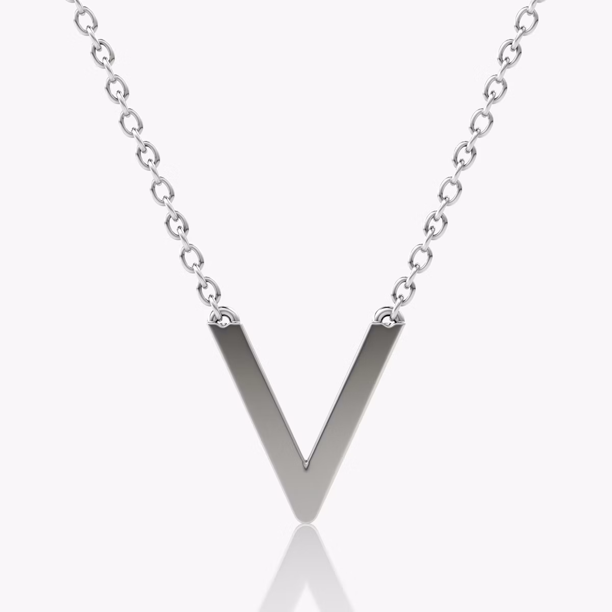 VRAI V Pavé Necklace | Round Brilliant | 14k | White Gold | chainLength: 16-18