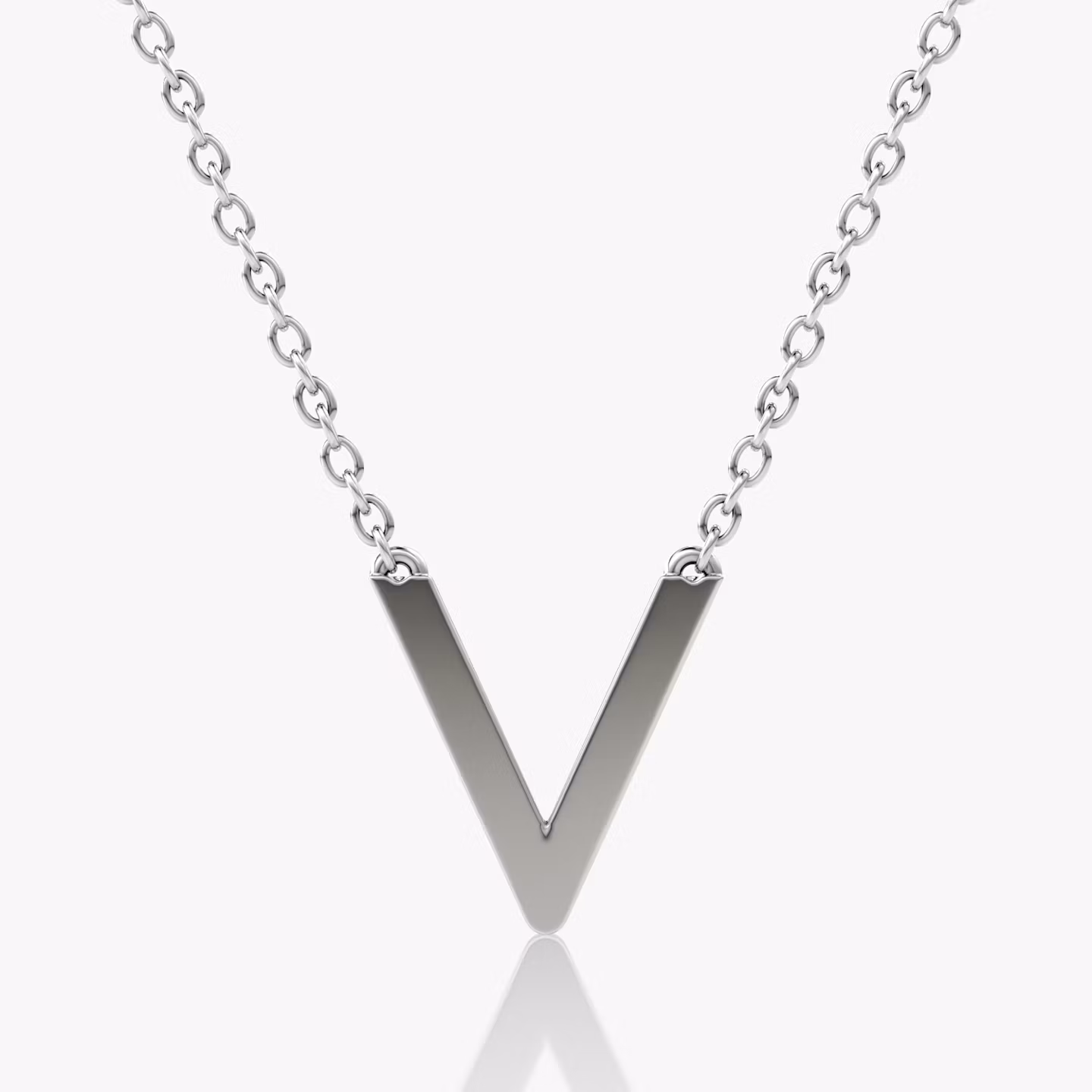 VRAI V Pavé Necklace | Round Brilliant | 14k | White Gold | chainLength: 16-18