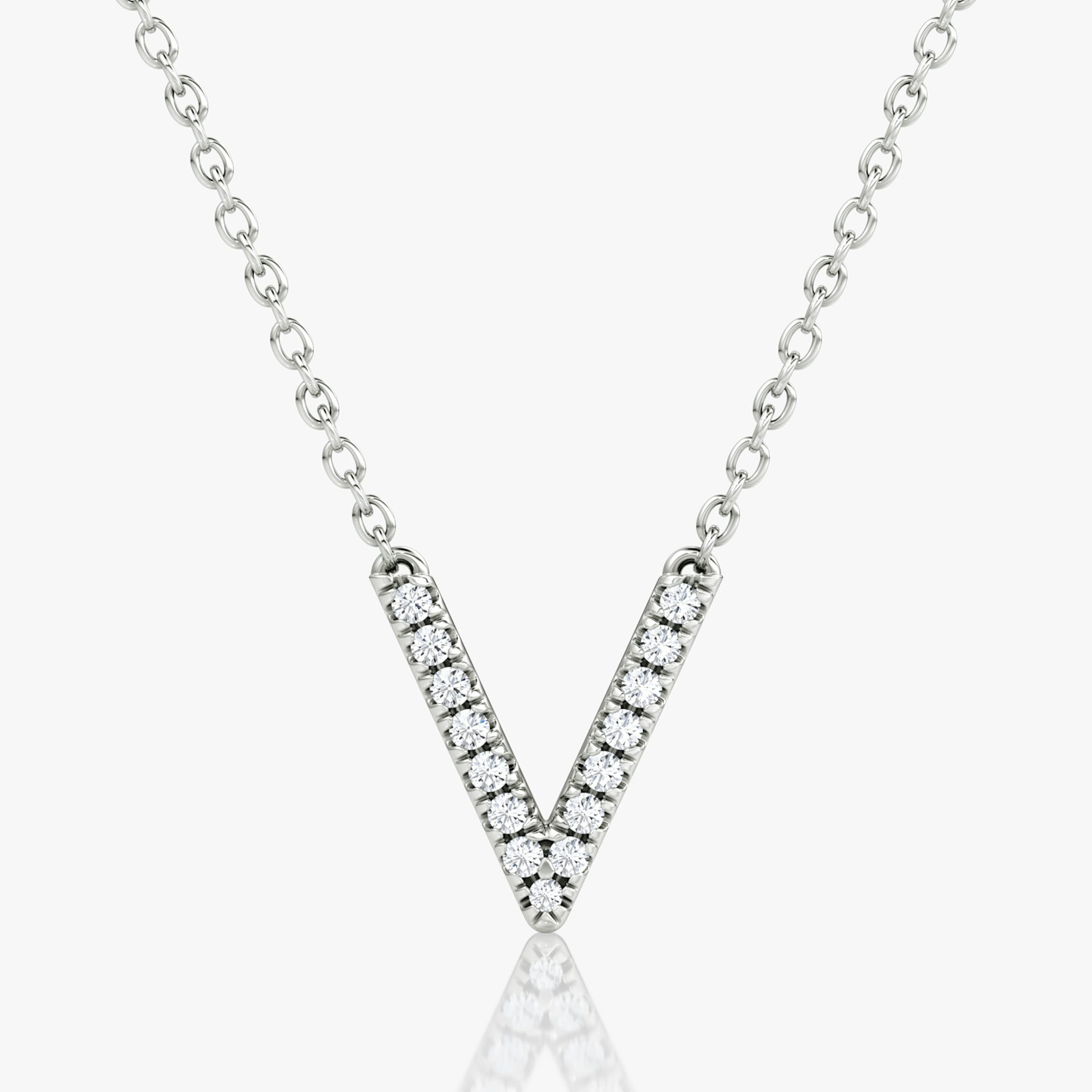 Collar VRAI V Pavé | Brillante | 14k | Oro blanco | chainLength: 16-18