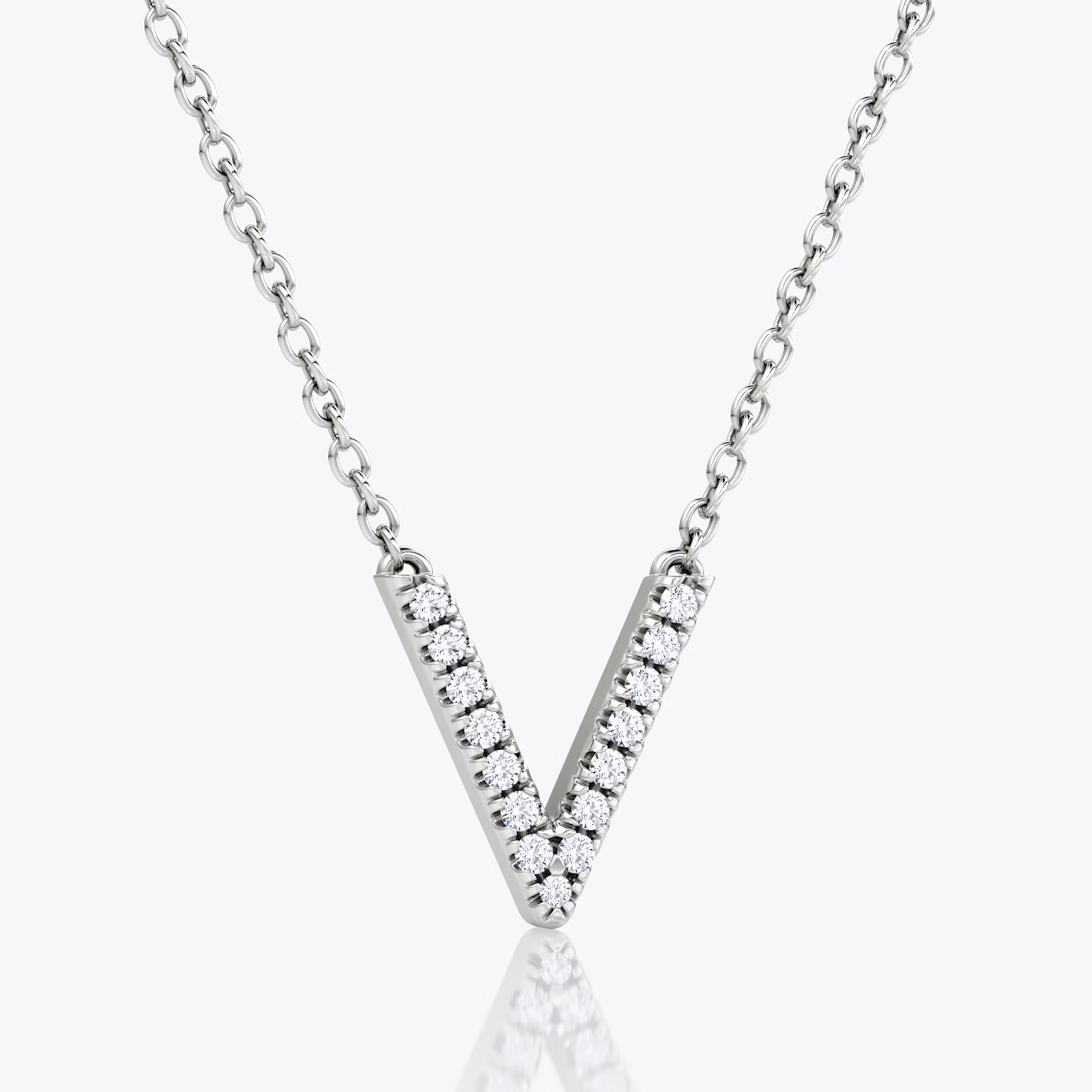 Collar VRAI V Pavé | Brillante | 14k | Oro blanco | chainLength: 16-18