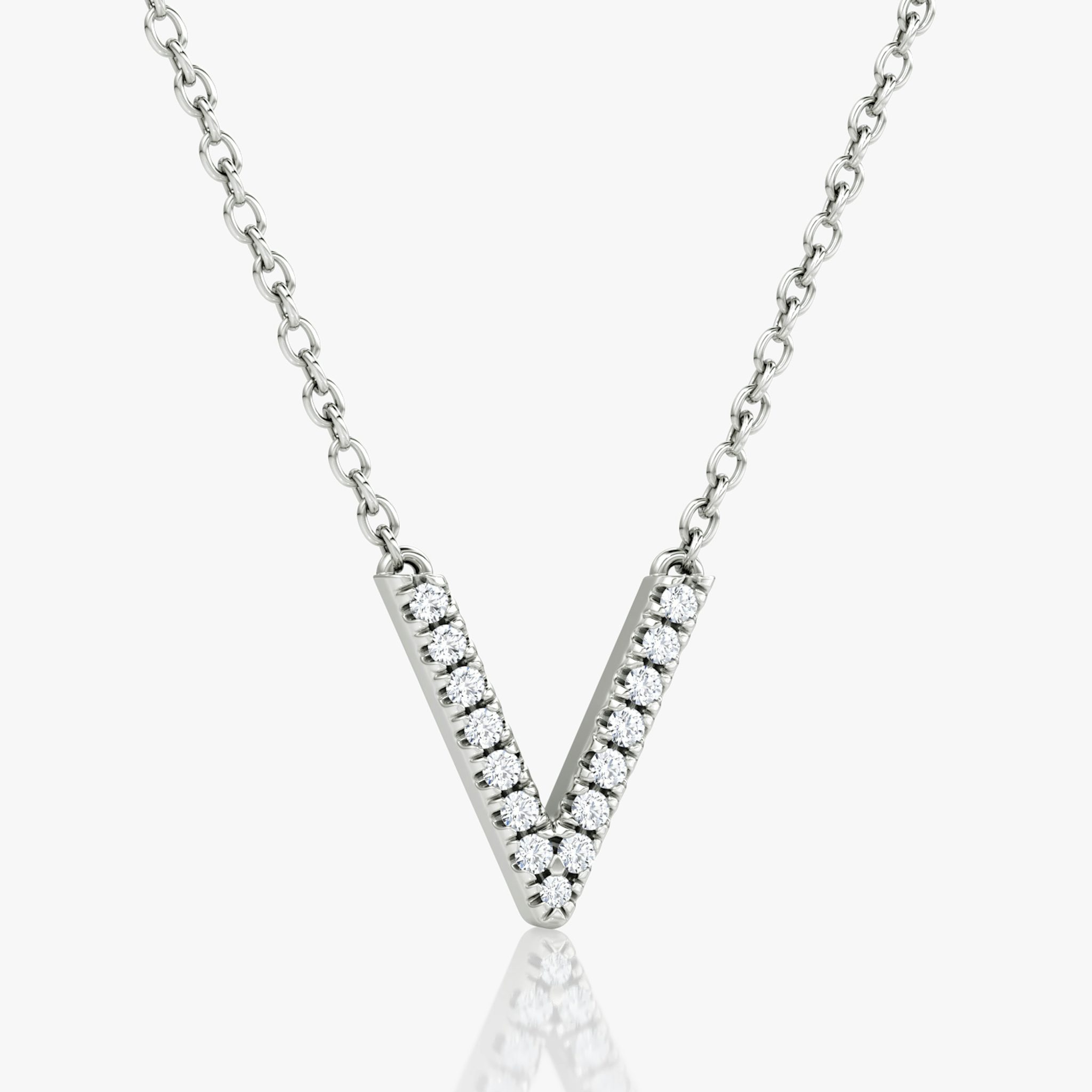 Collar VRAI V Pavé | Brillante | 14k | Oro blanco | chainLength: 16-18