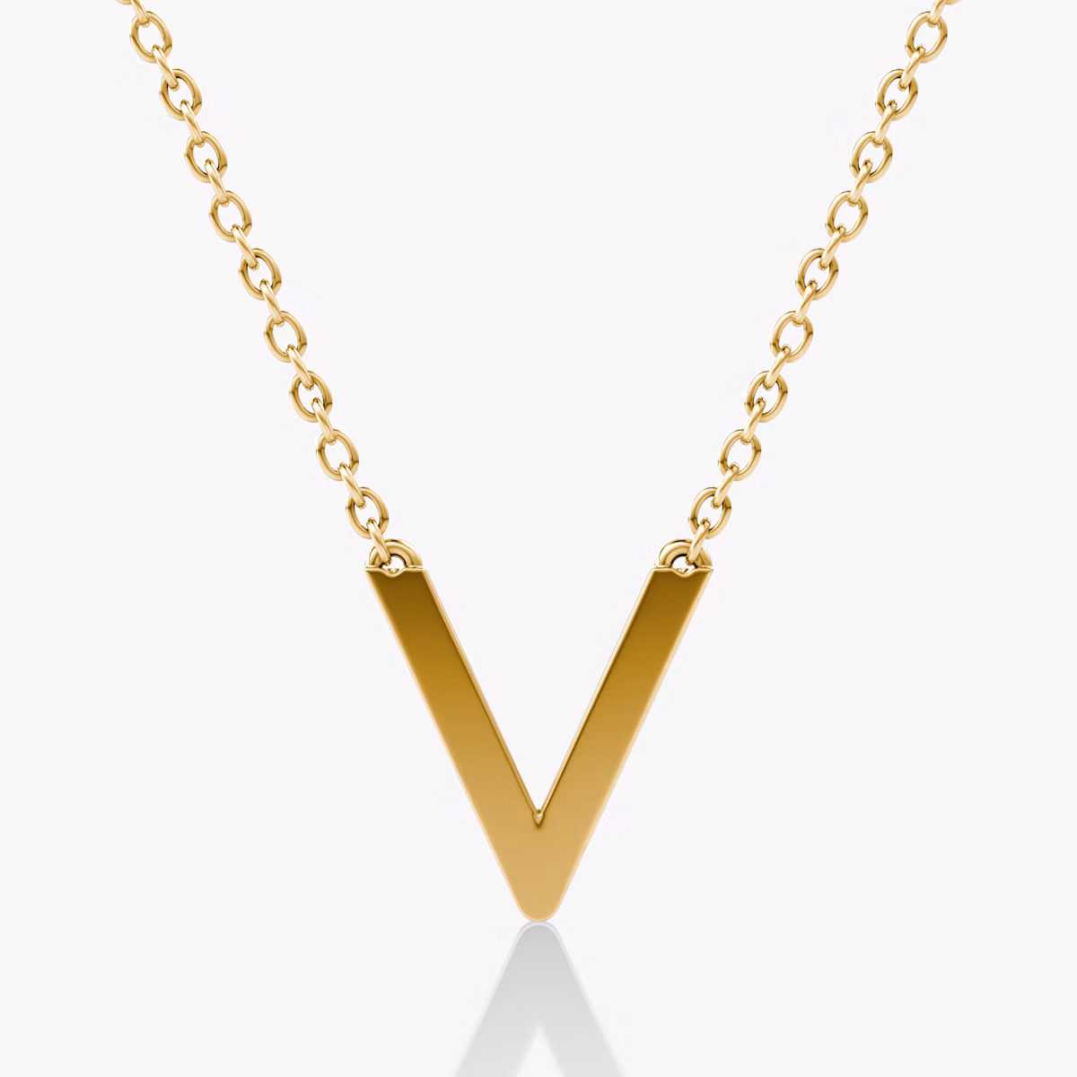 VRAI V Pavé Necklace | Round Brilliant | 14k | Yellow Gold | chainLength: 16-18
