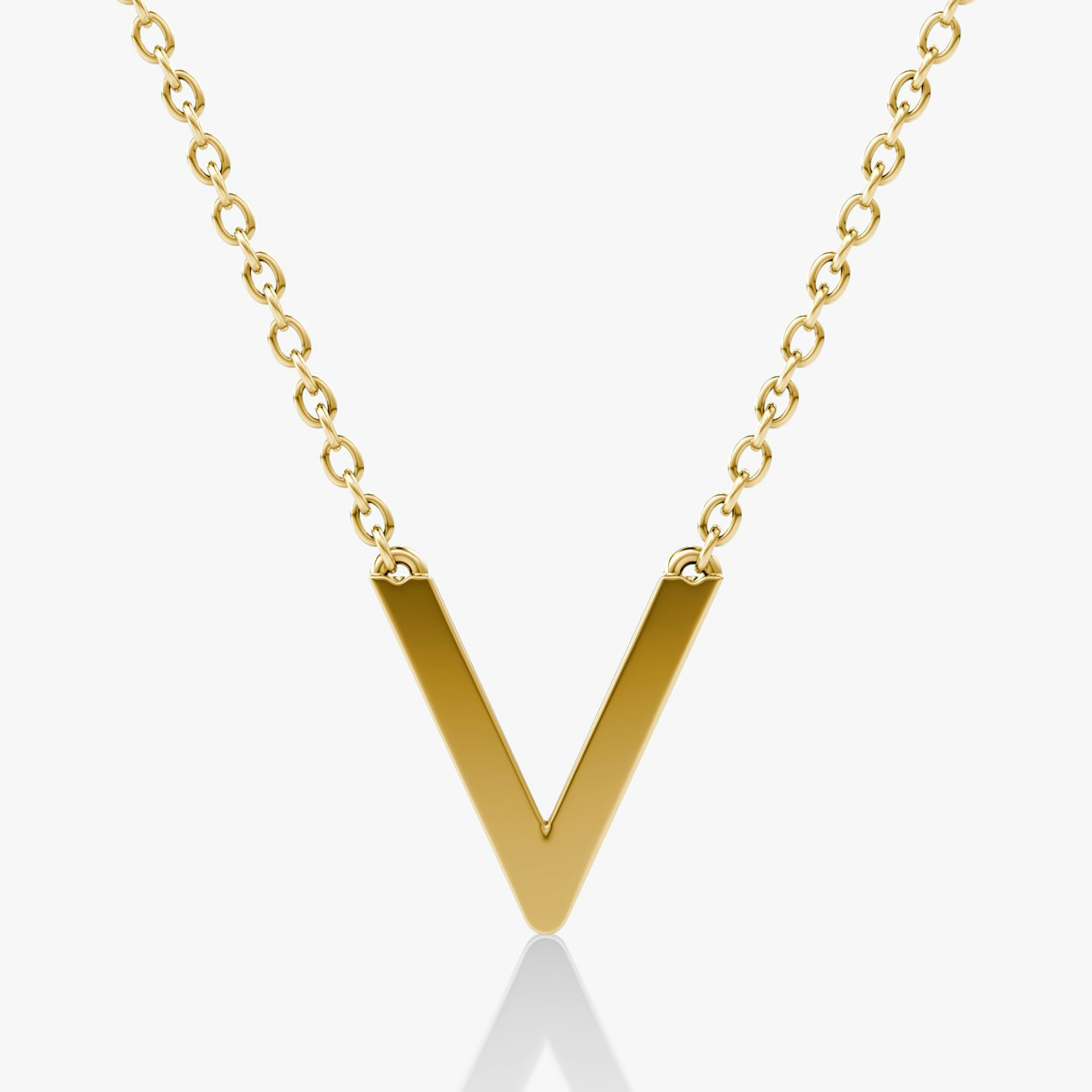 VRAI V Pavé Necklace | Round Brilliant | 14k | Yellow Gold | chainLength: 16-18