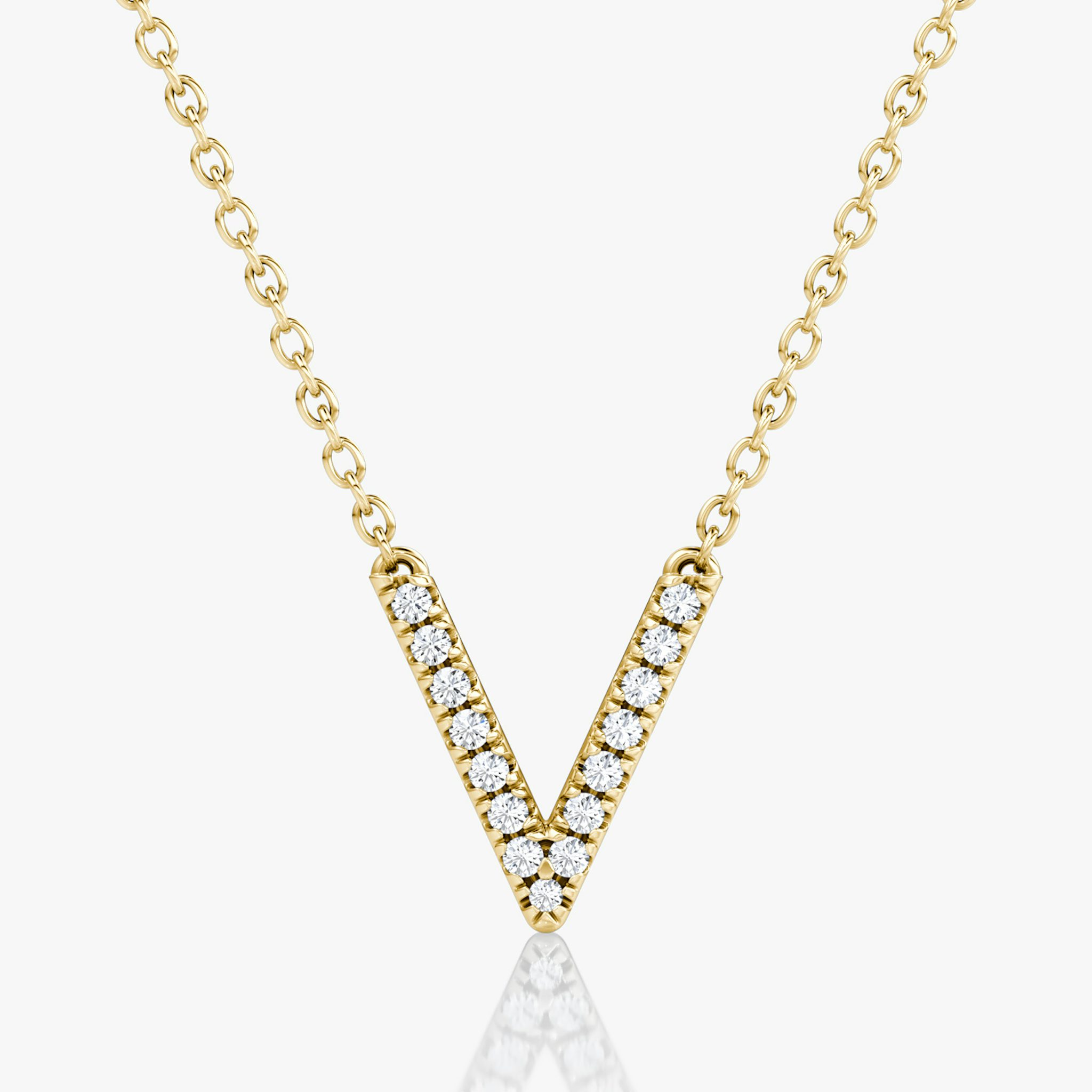 Collar VRAI V Pavé | Brillante | 14k | Oro amarillo | chainLength: 16-18