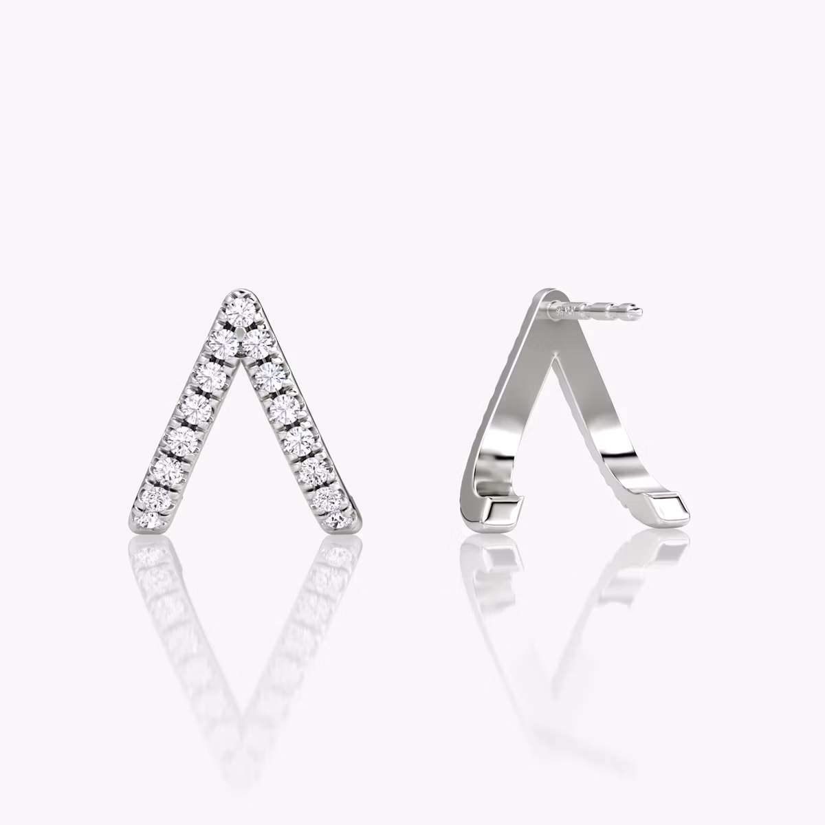 Reversed V Pavé Huggie | Round Brilliant | 14k | White Gold | hoopAccent: Pavé