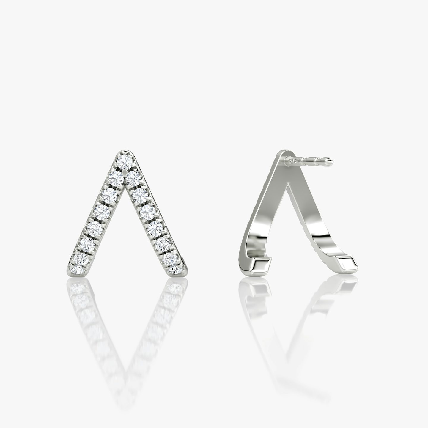 Reversed V Pavé Huggie | Round Brilliant | 14k | White Gold | hoopAccent: Pavé