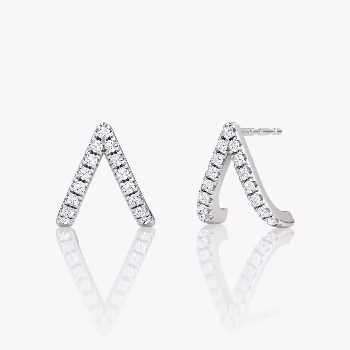 Reversed V Pavé Huggie | Round Brilliant | 14k | White Gold | hoopAccent: Pavé