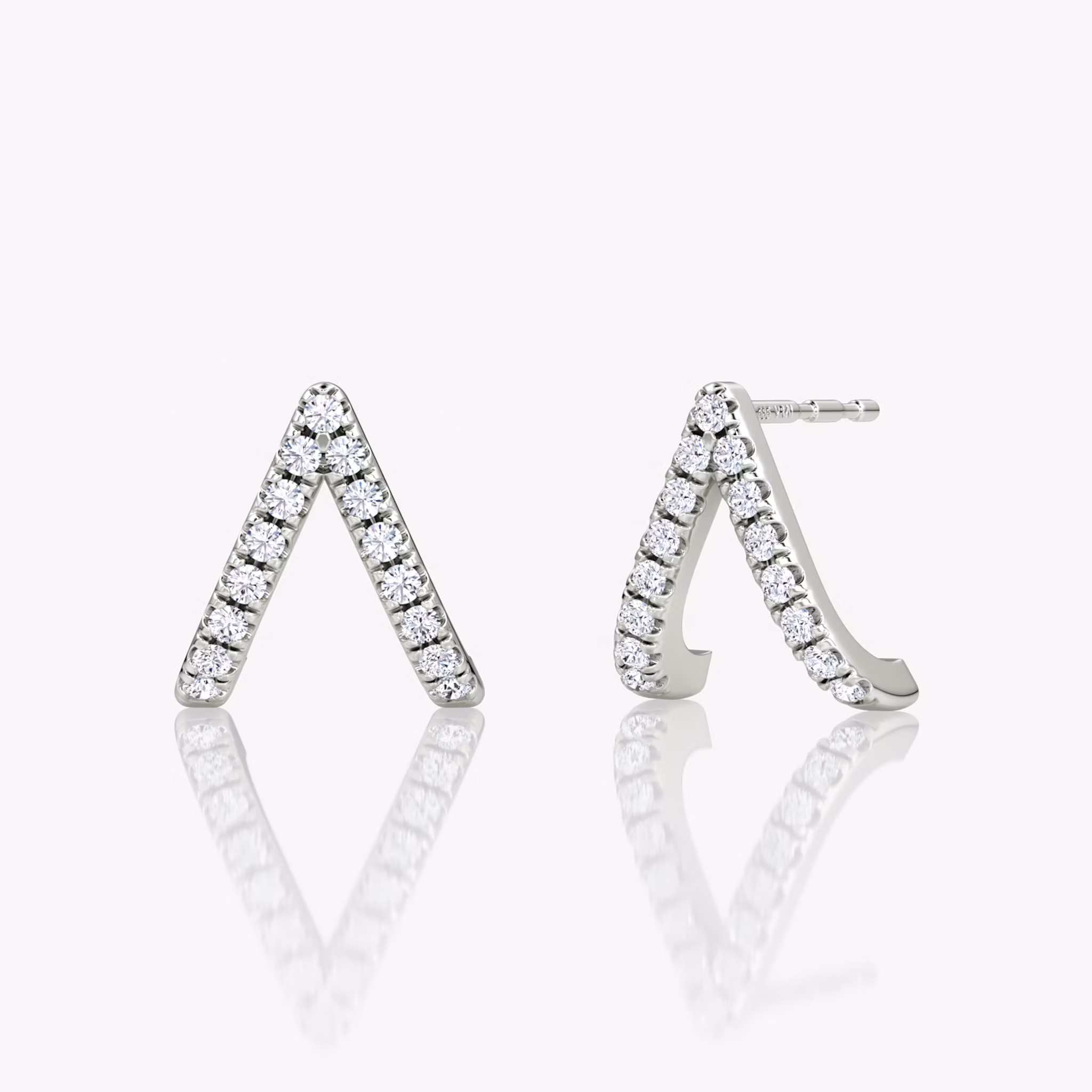 Reversed V Pavé Huggie Round Brilliant | White Gold