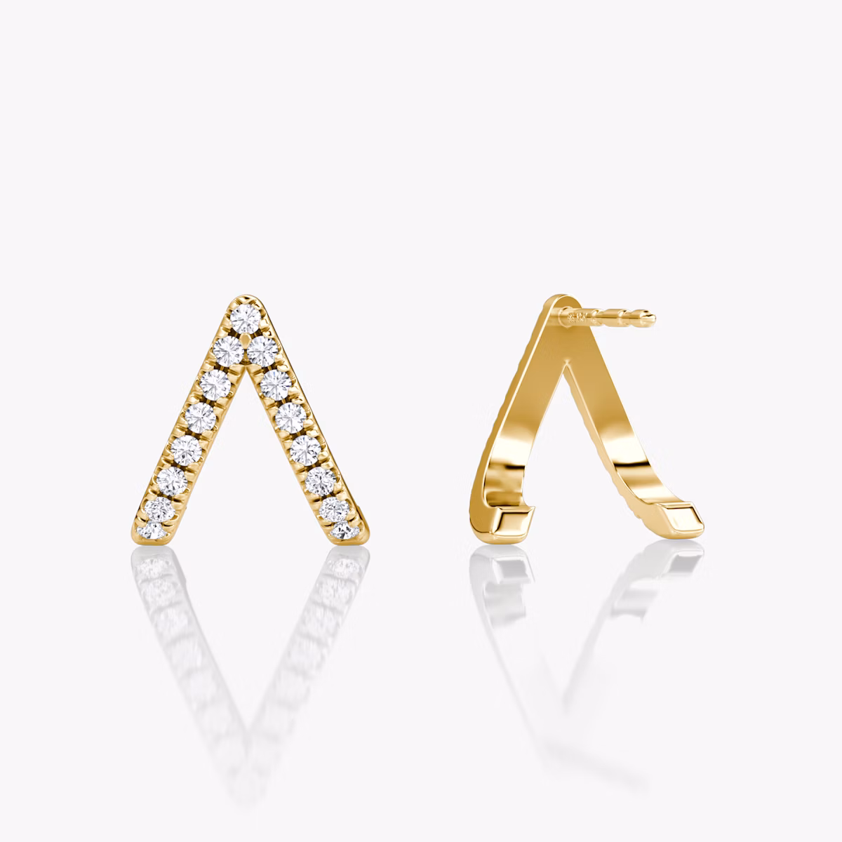 Reversed V Pavé Huggie | Round Brilliant | 14k | Yellow Gold | hoopAccent: Pavé