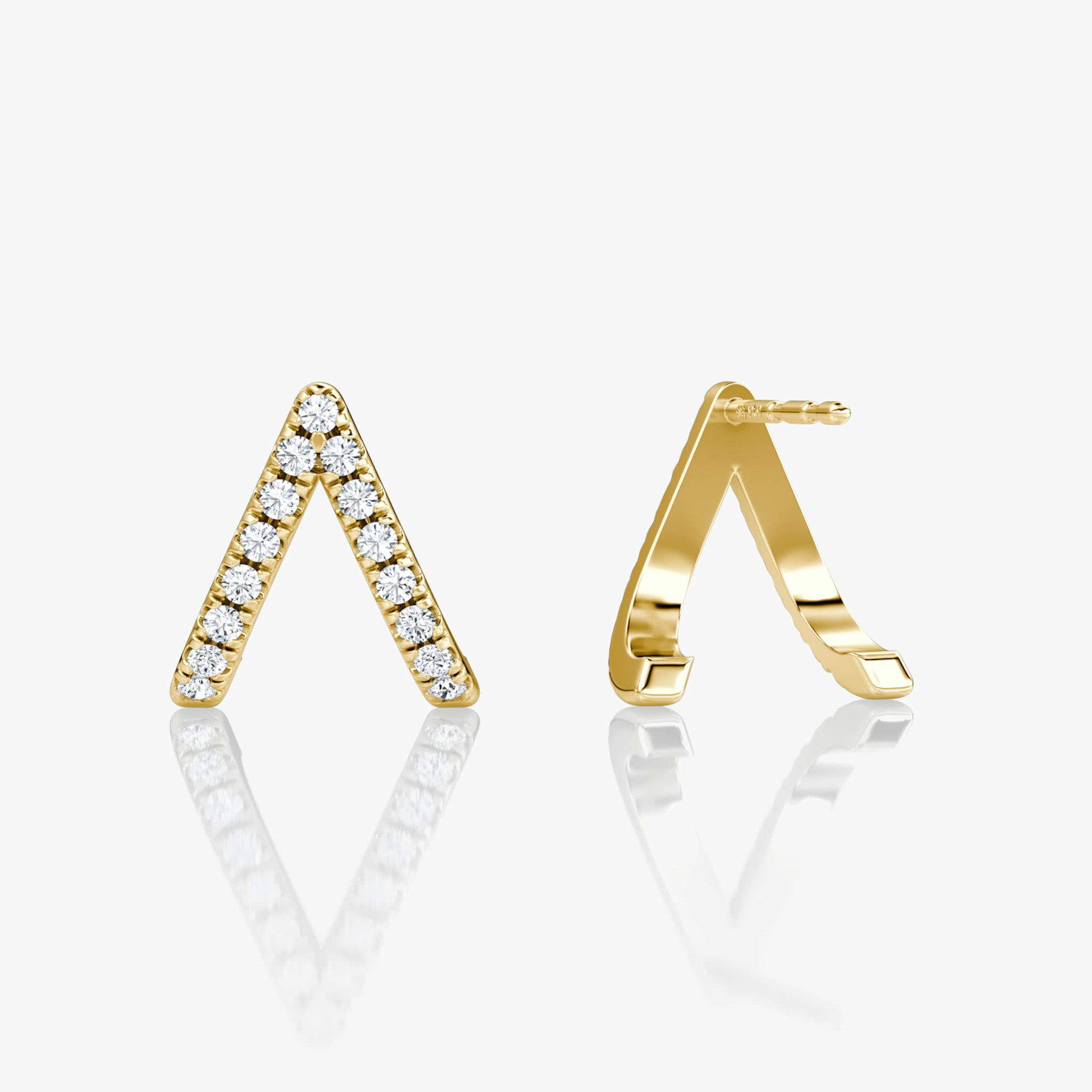Reversed V Pavé Huggie | Round Brilliant | 14k | Yellow Gold | hoopAccent: Pavé