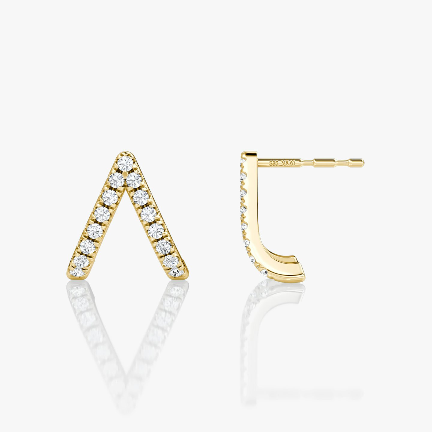 Reversed V Pavé Huggie | Round Brilliant | 14k | Yellow Gold | hoopAccent: Pavé