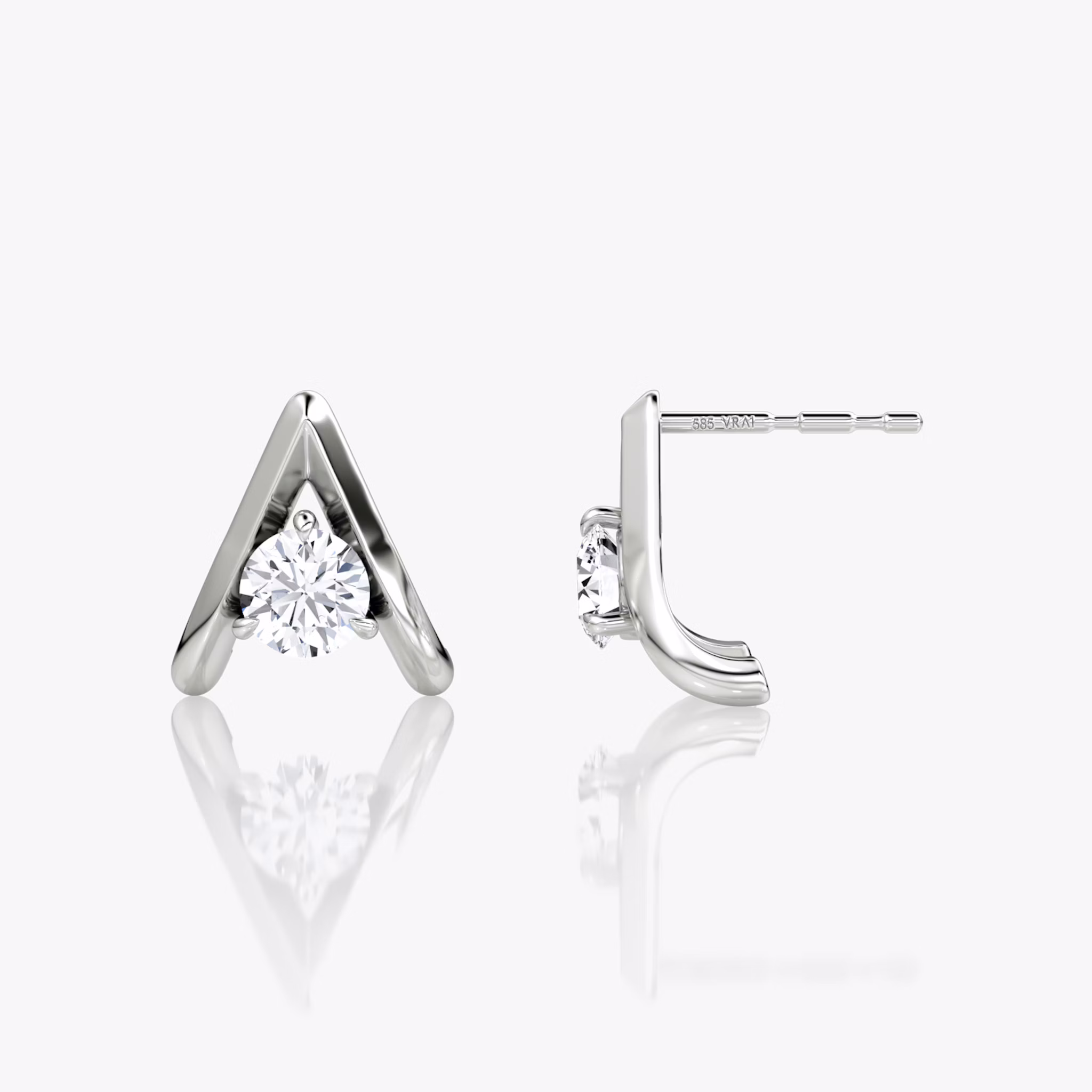 Pendiente VRAI Reversed V | Brillante | 14k | Oro blanco | hoopAccent: Simple