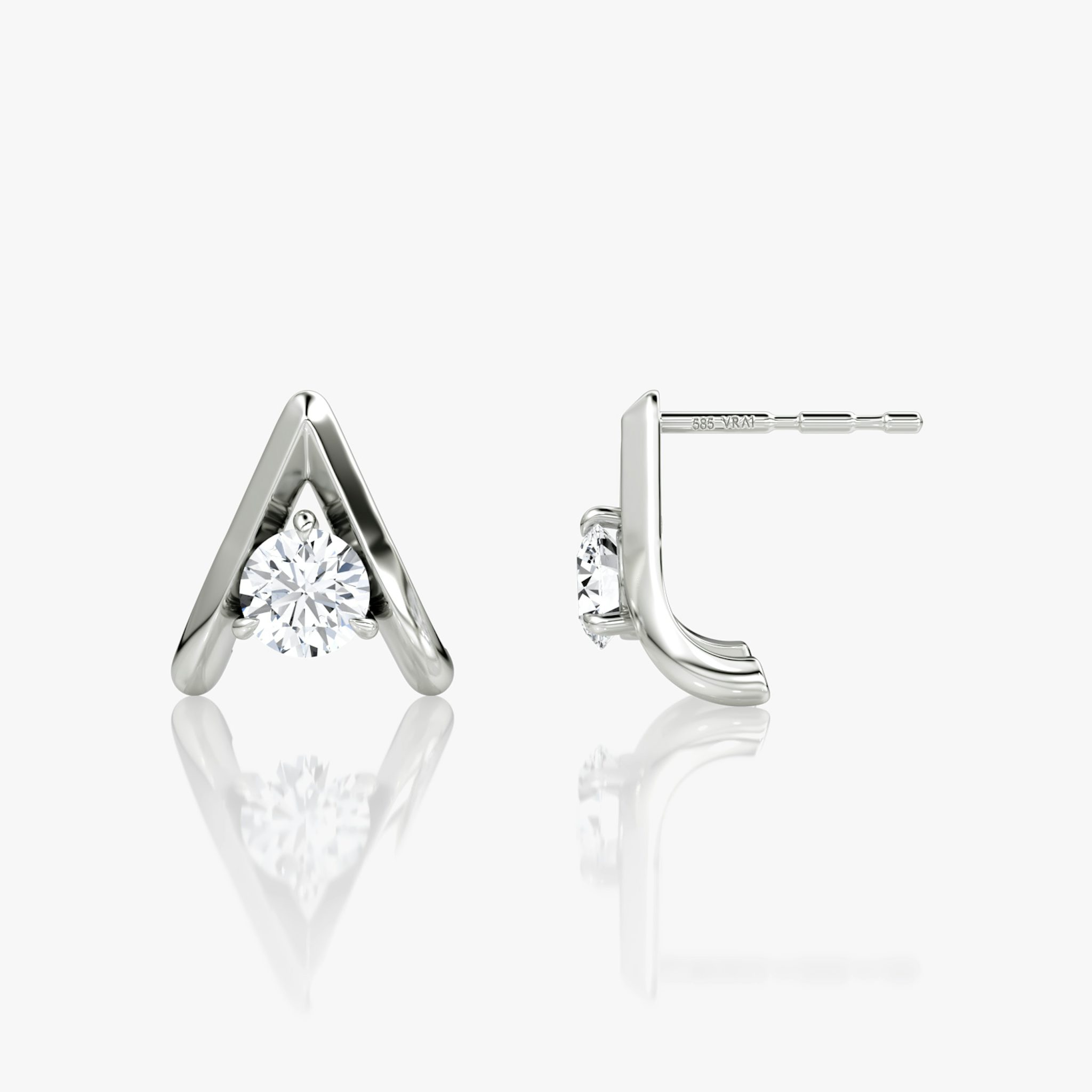 Pendiente VRAI Reversed V | Brillante | 14k | Oro blanco | hoopAccent: Simple