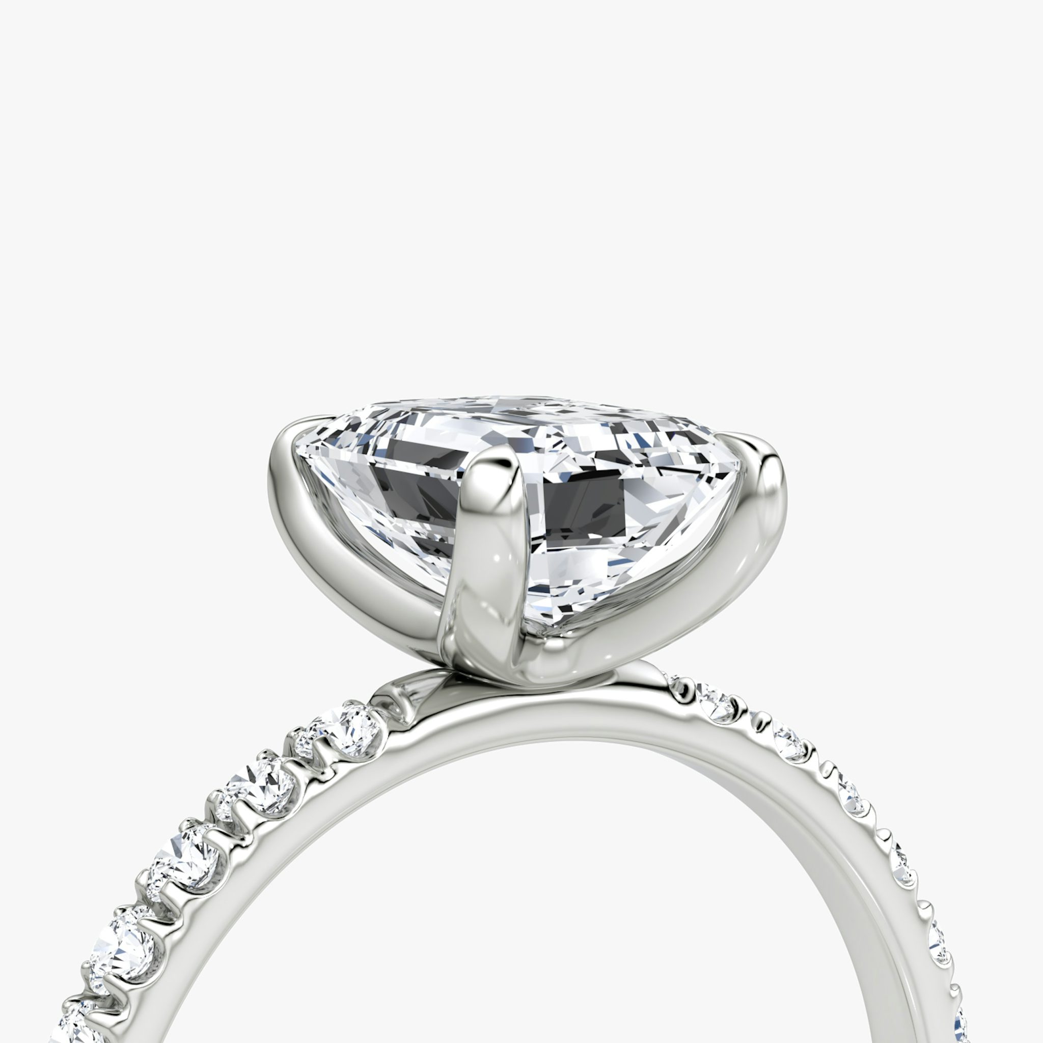The Classic | Emerald | Platinum | bandAccent: Pavé | bandWidth: large | diamondOrientation: vertical | caratWeight: other