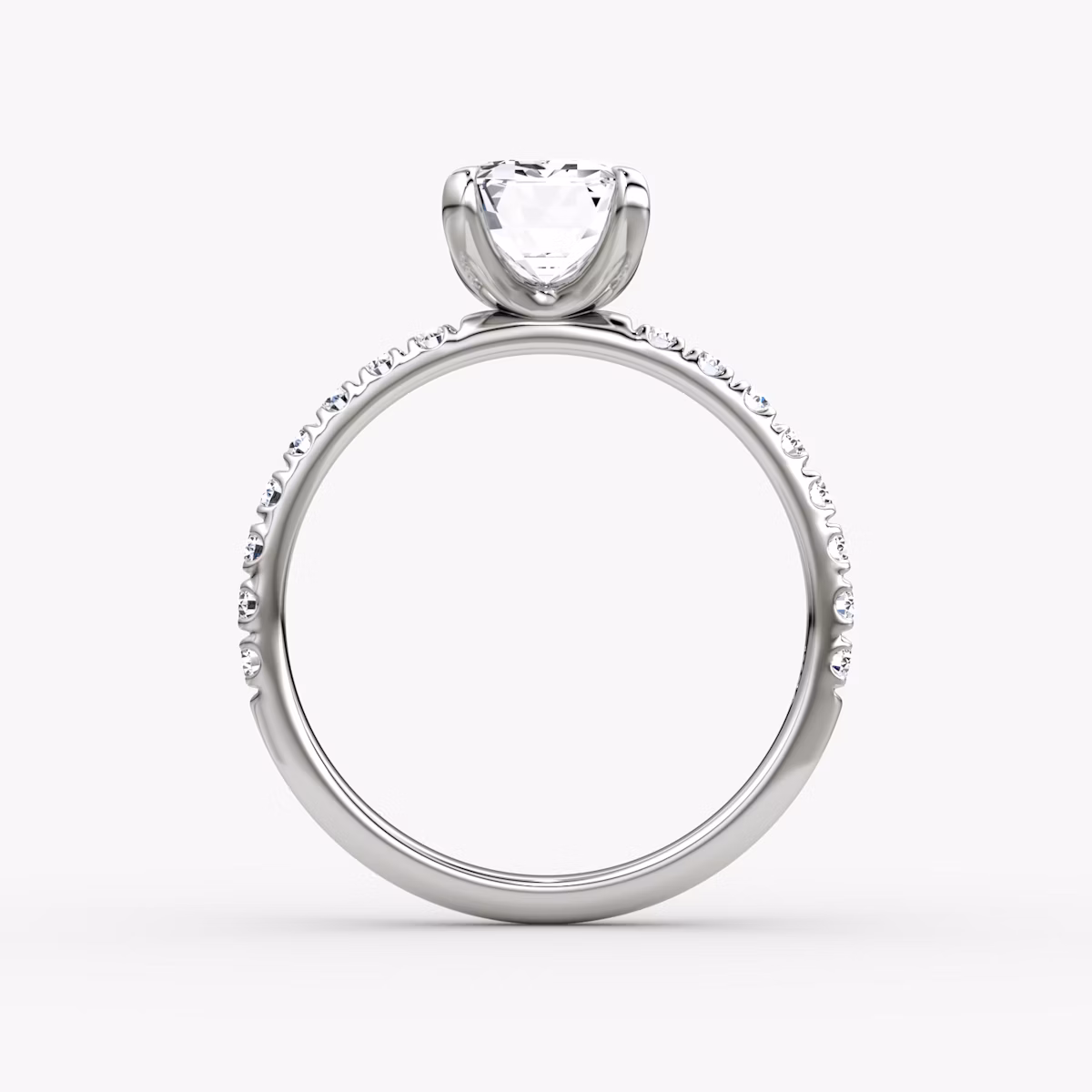 The Classic | Emerald | Platinum | bandAccent: Pavé | bandWidth: large | diamondOrientation: vertical | caratWeight: other