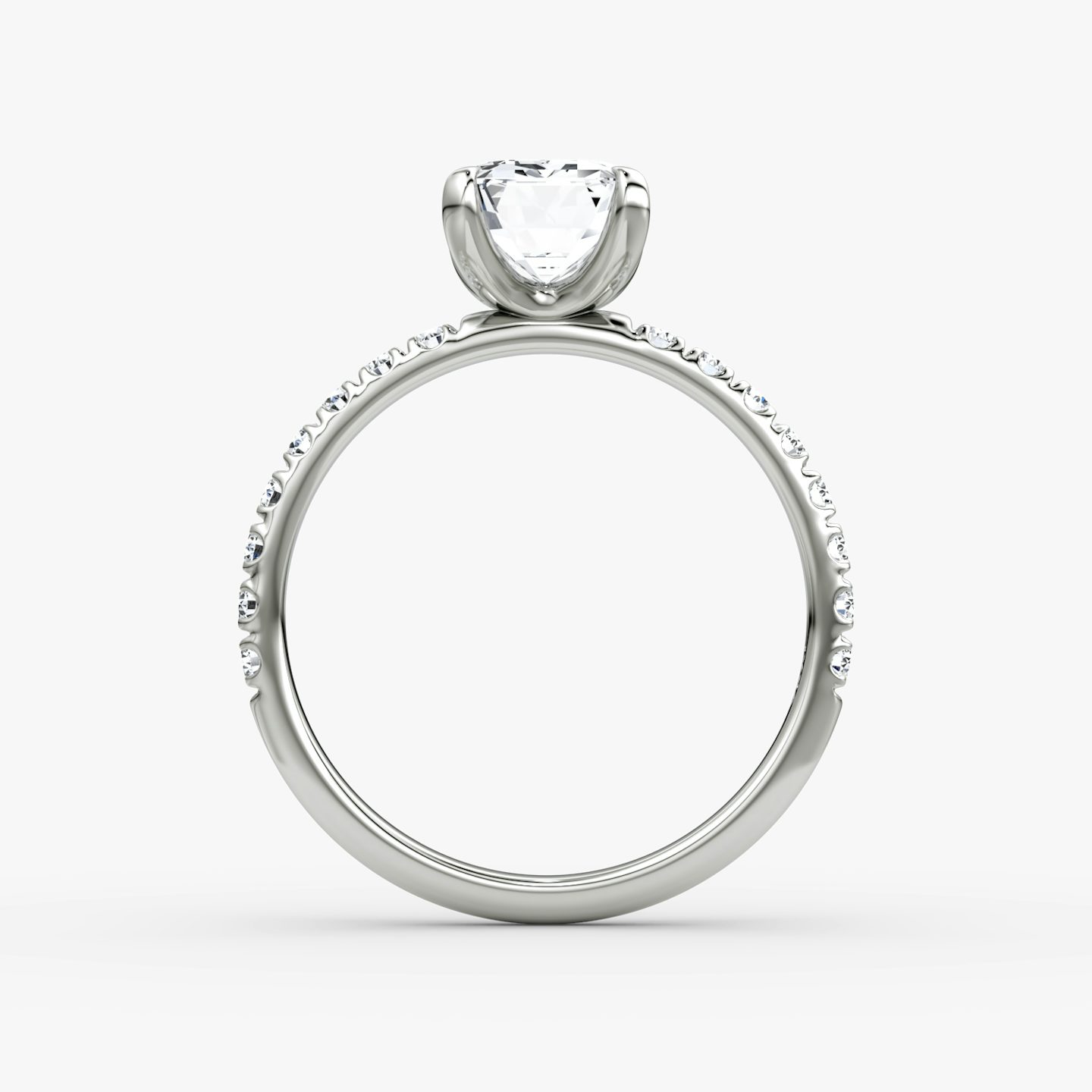 The Classic | Emerald | 18k | White Gold | bandAccent: Pavé | bandWidth: large | diamondOrientation: vertical | caratWeight: other