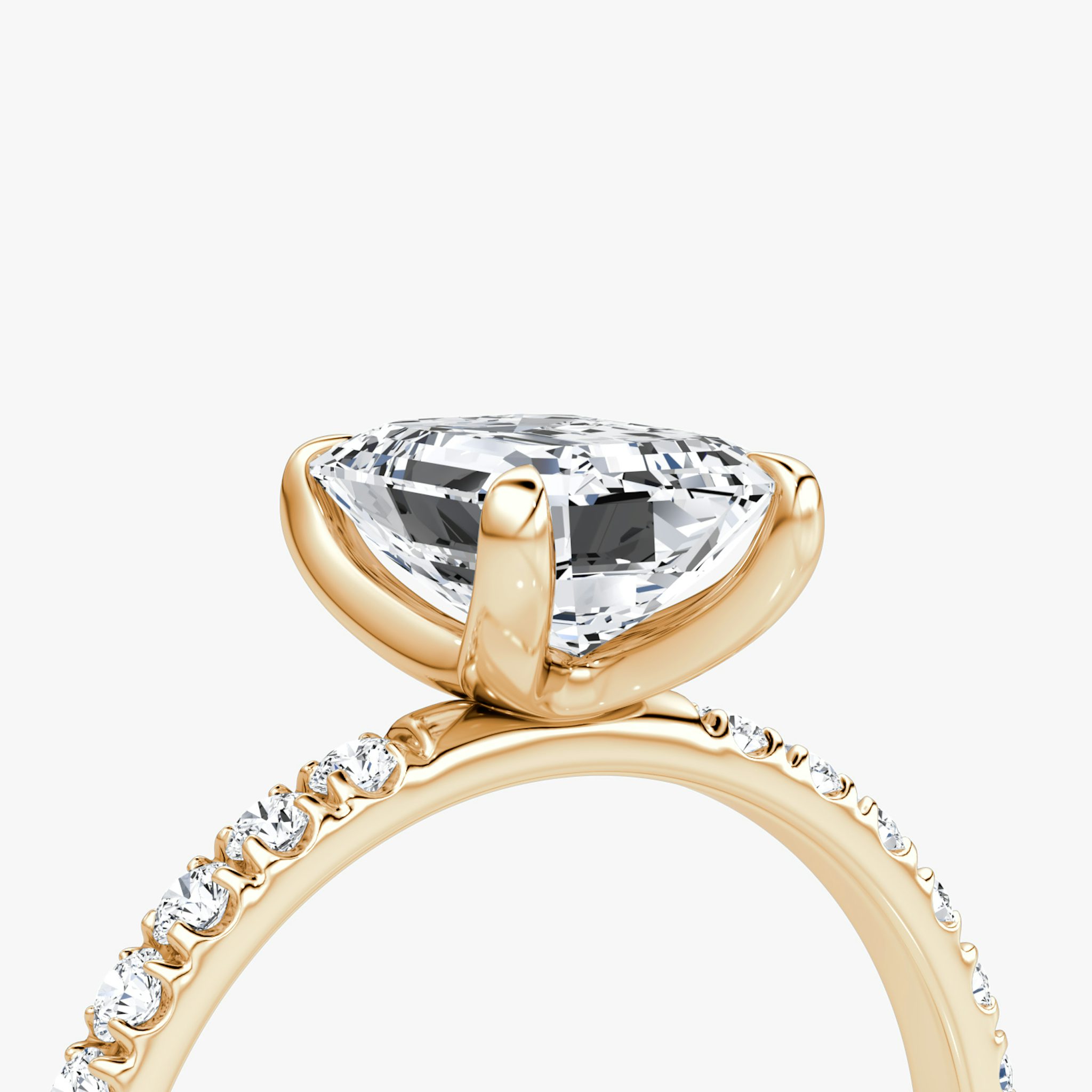 The Classic | Emerald | 14k | Rose Gold | bandAccent: Pavé | bandWidth: large | diamondOrientation: vertical | caratWeight: other