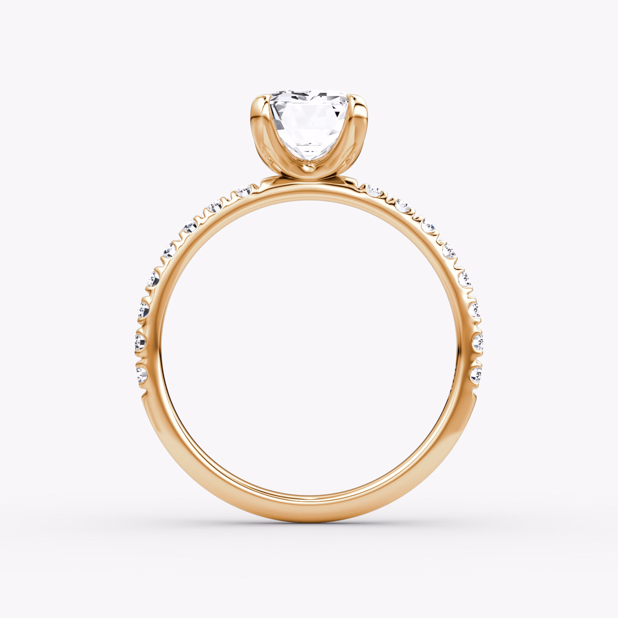 The Classic | Emerald | 14k | Rose Gold | bandAccent: Pavé | bandWidth: large | diamondOrientation: vertical | caratWeight: other