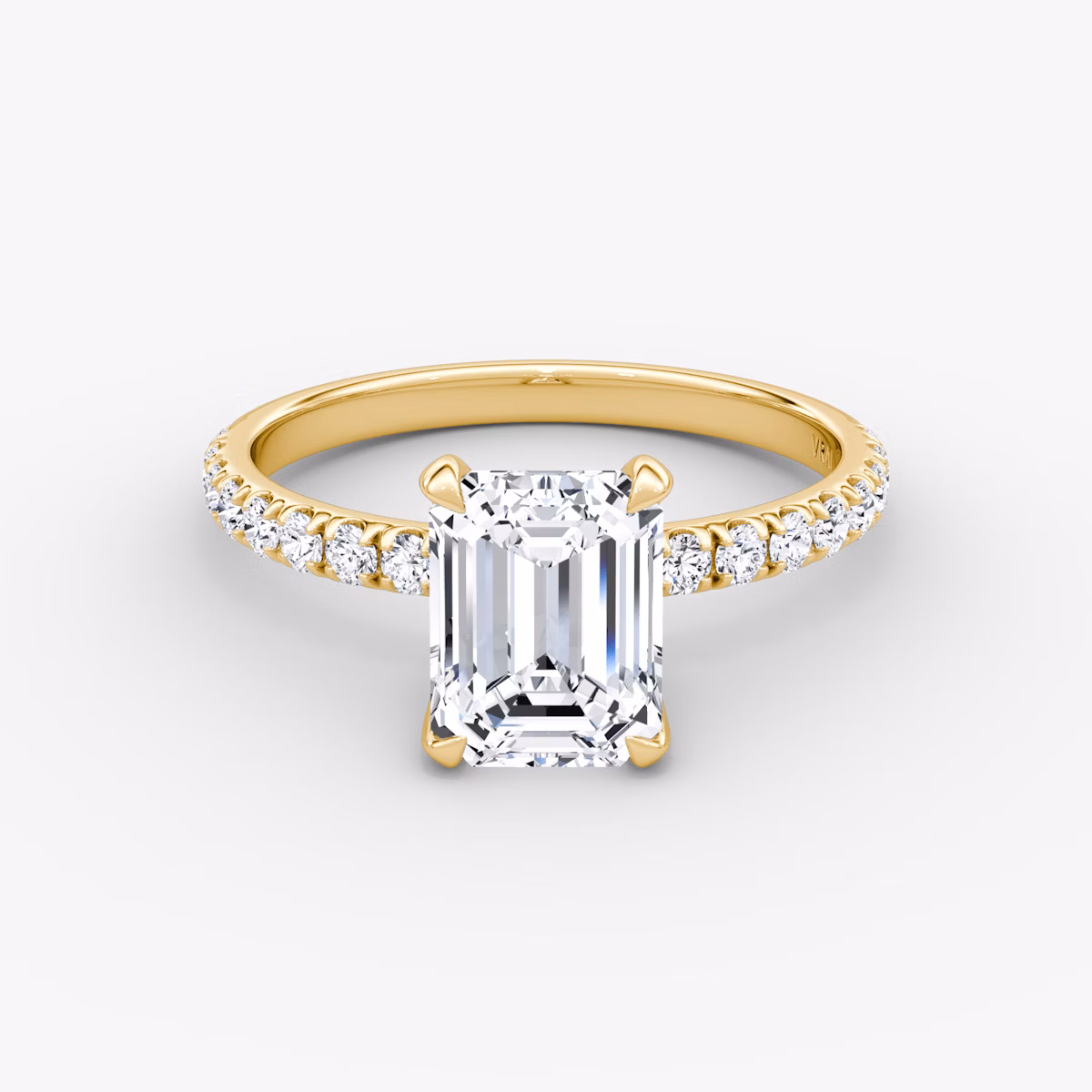 The Classic | Emerald | 18k | Yellow Gold | bandAccent: Pavé | bandWidth: large | diamondOrientation: vertical | caratWeight: other