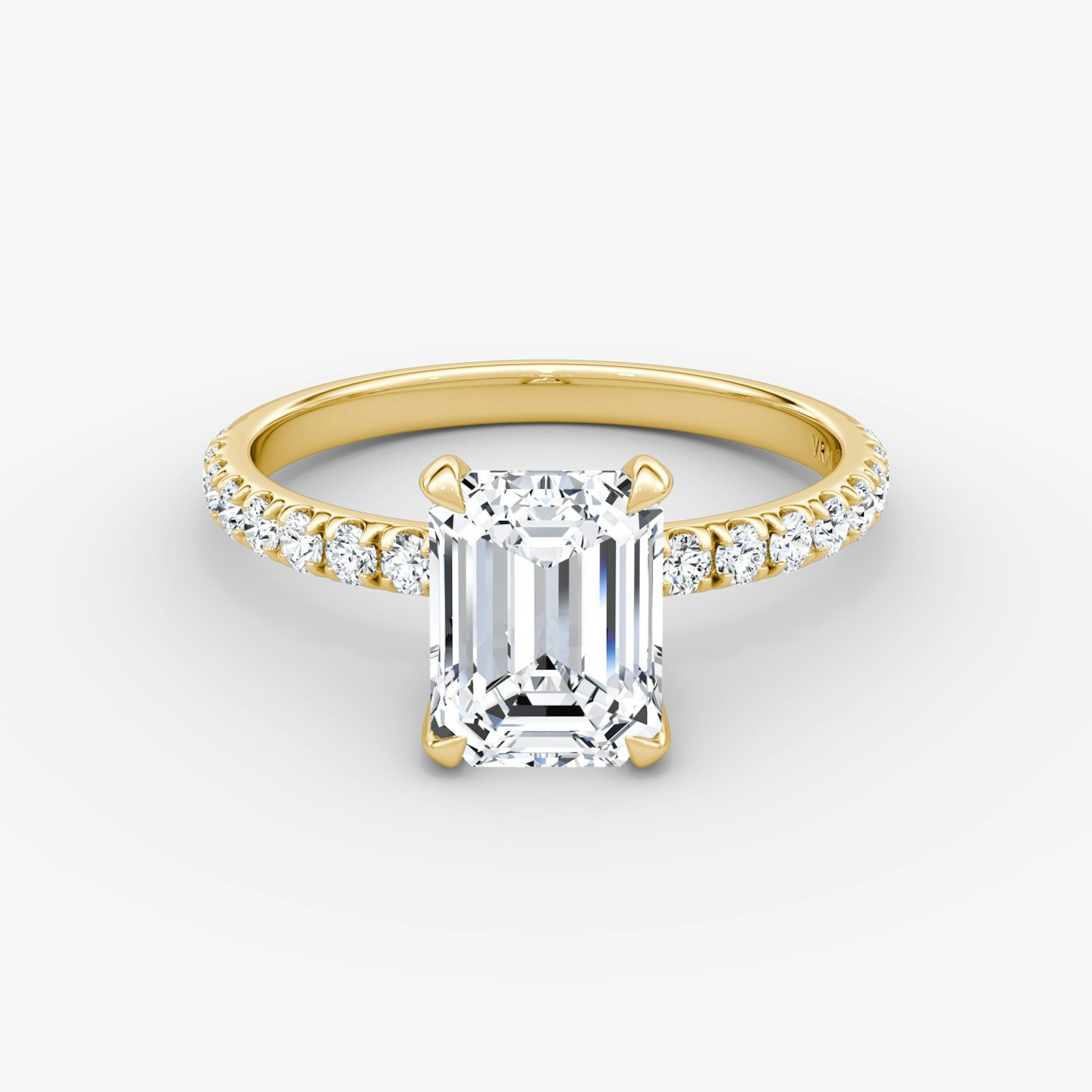 The Classic | Emerald | 18k | Yellow Gold | bandAccent: Pavé | bandWidth: large | diamondOrientation: vertical | caratWeight: other
