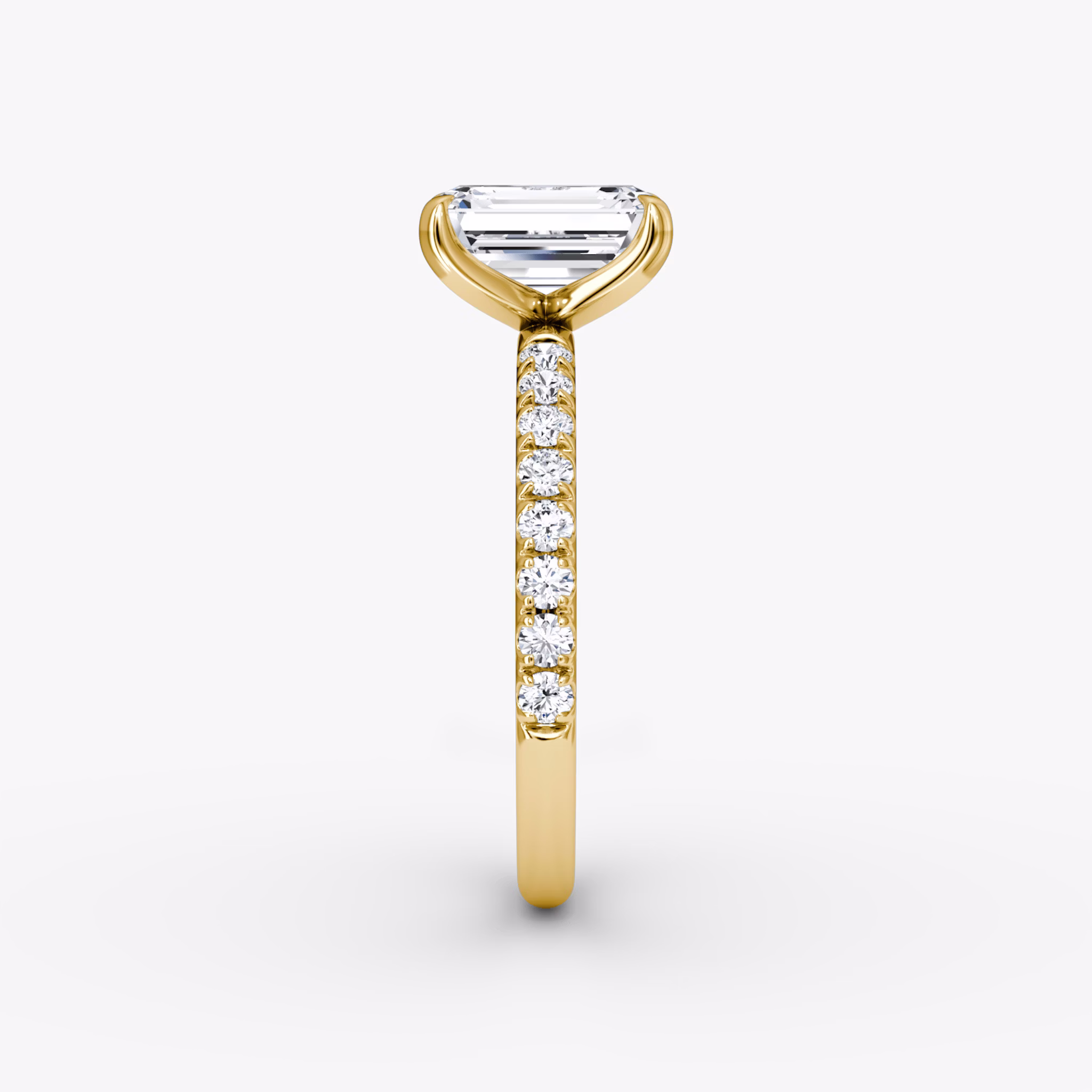 The Classic | Emerald | 18k | Yellow Gold | bandAccent: Pavé | bandWidth: large | diamondOrientation: vertical | caratWeight: other