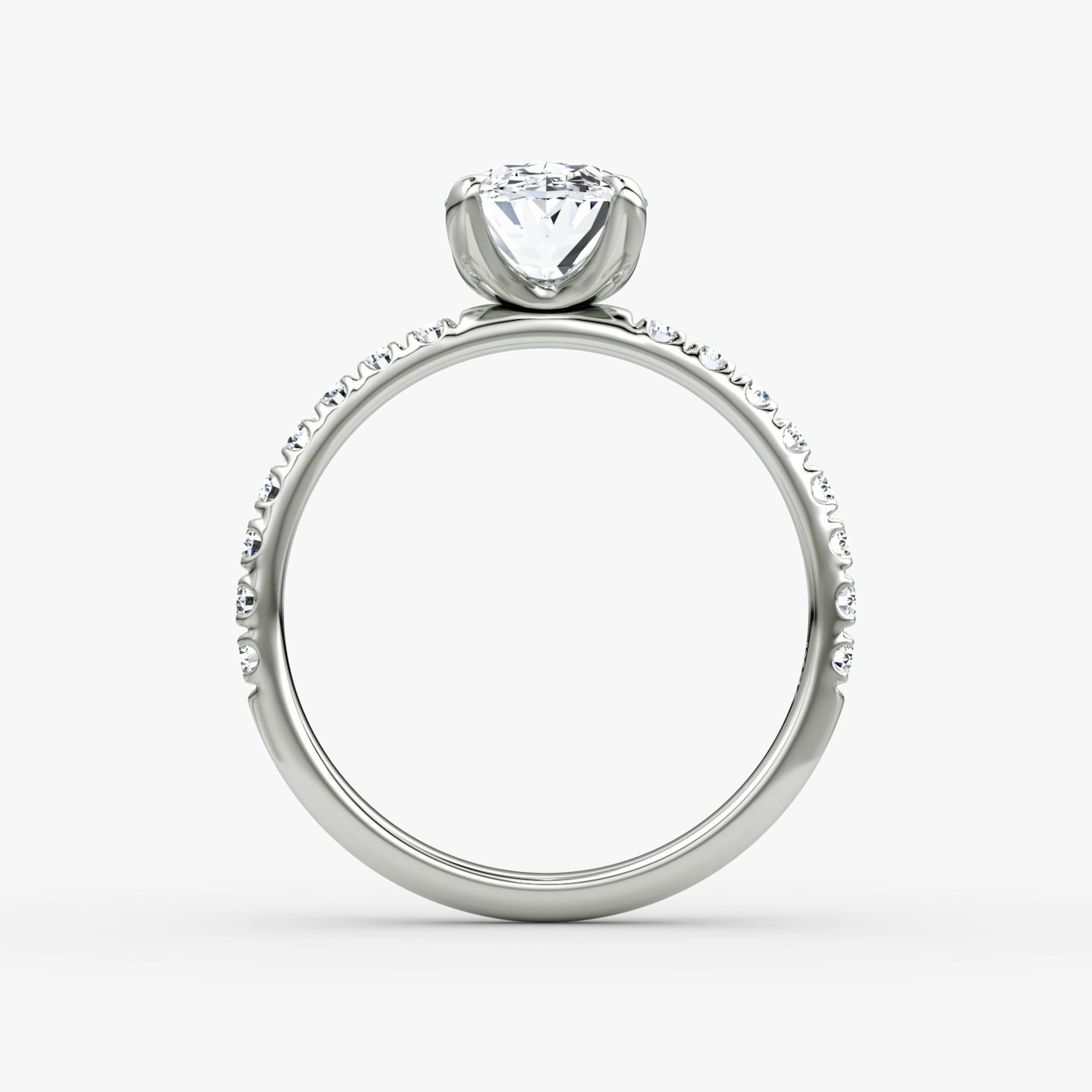 Anillo de compromiso Classic | Oval | Platino | bandAccent: Pavé | bandWidth: large | diamondOrientation: vertical | caratWeight: other