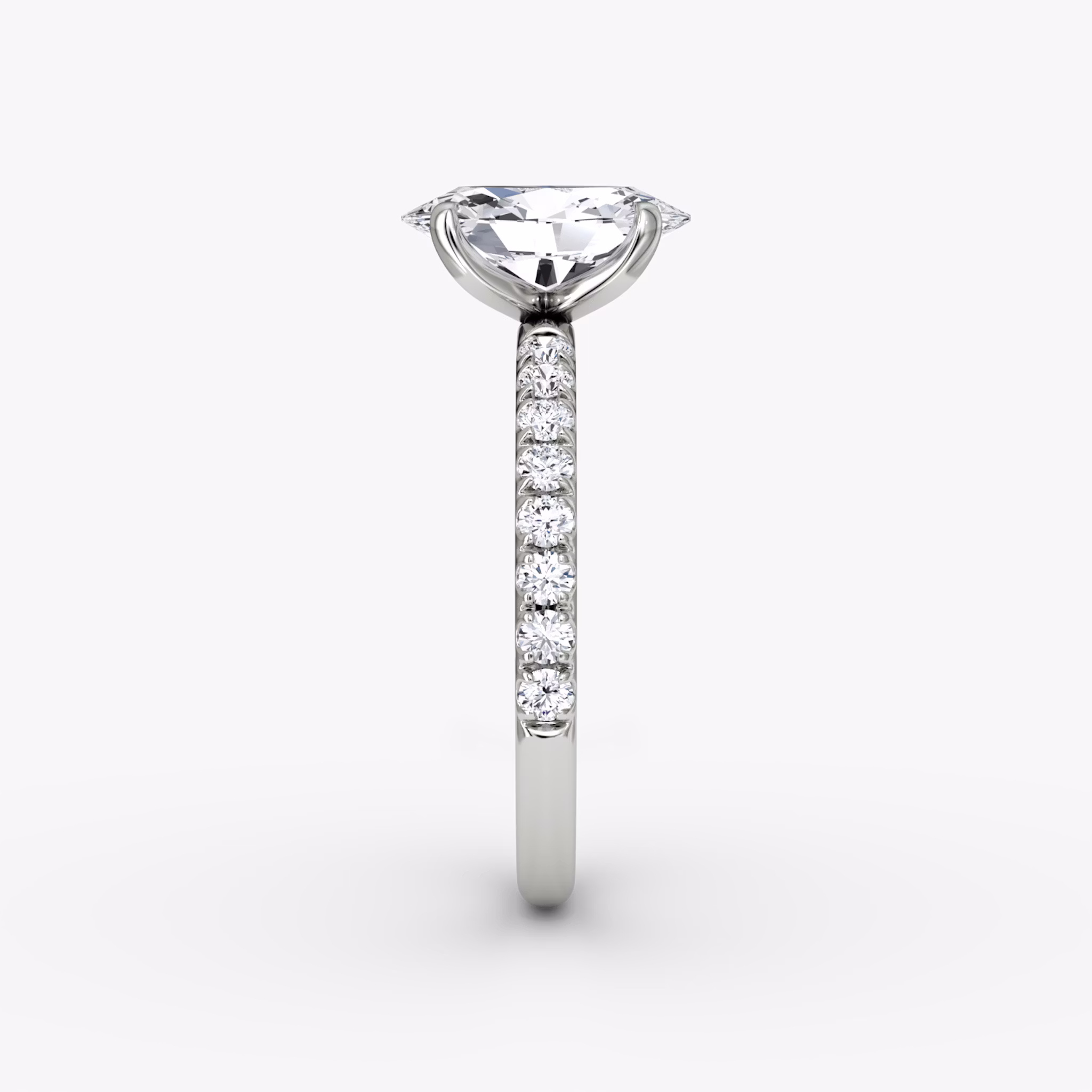 The Classic | Oval | Platinum | bandAccent: Pavé | bandWidth: large | diamondOrientation: vertical | caratWeight: other