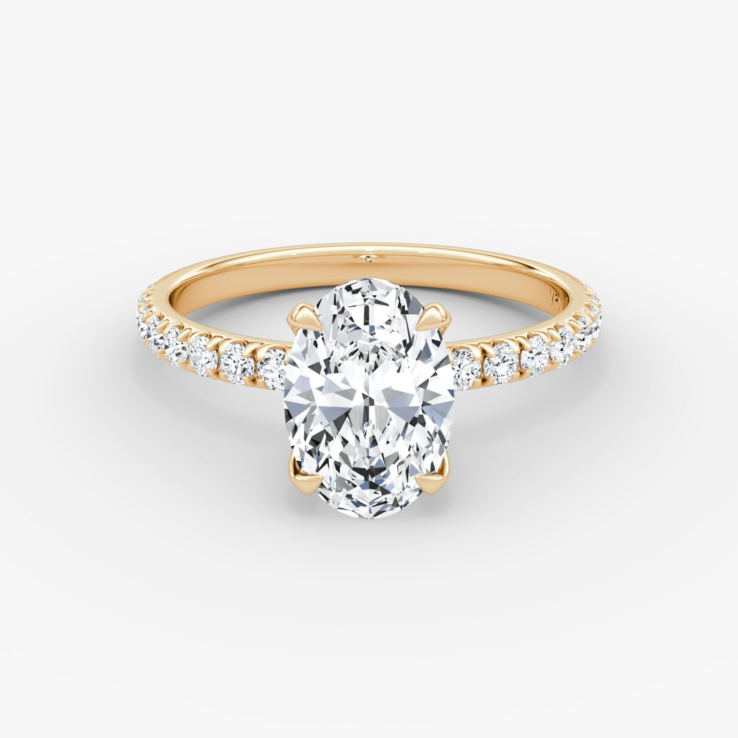 The Classic | Oval | 14k | Rose Gold | bandAccent: Pavé | bandWidth: large | diamondOrientation: vertical | caratWeight: other