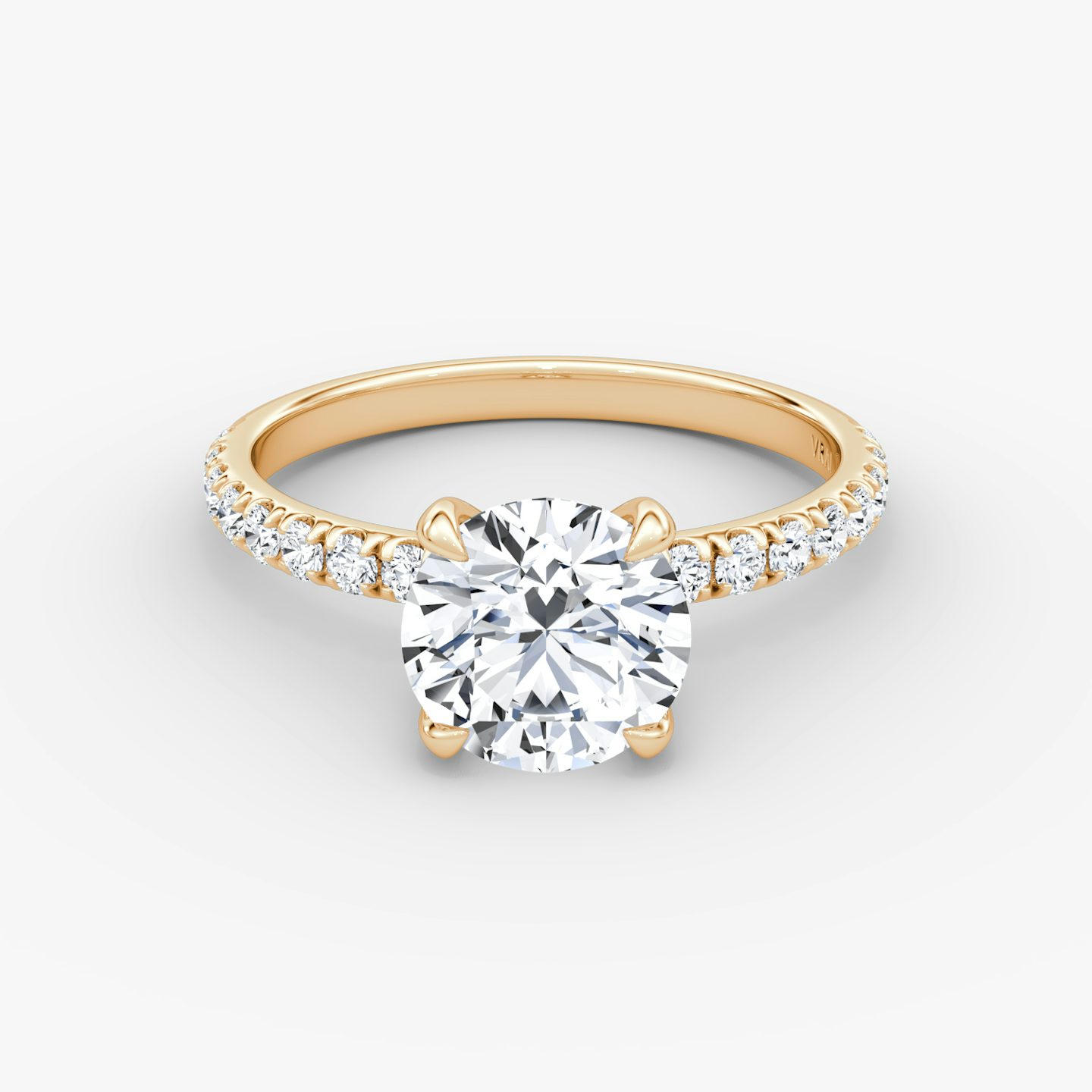 The Classic | Round Brilliant | 14k | Rose Gold | bandAccent: Pavé | bandWidth: large | caratWeight: 2.0ct | diamondOrientation: vertical