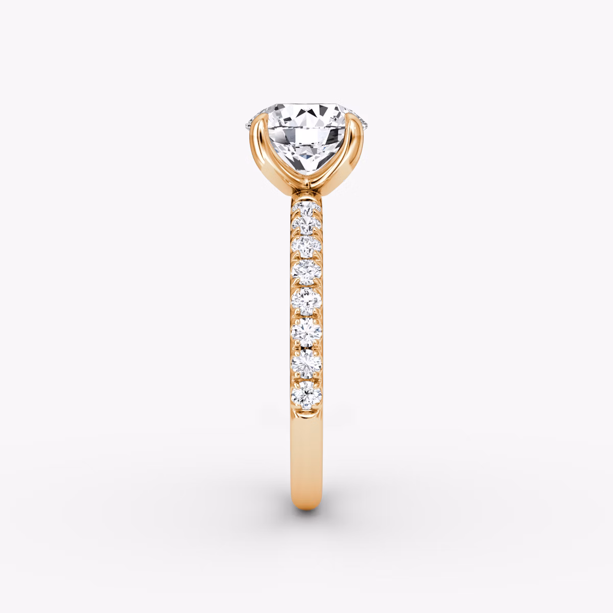 The Classic | Round Brilliant | 14k | Rose Gold | bandAccent: Pavé | bandWidth: large | caratWeight: other | diamondOrientation: vertical