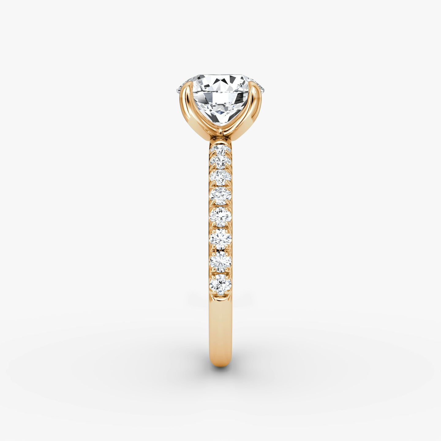 The Classic | Round Brilliant | 14k | Rose Gold | bandAccent: Pavé | bandWidth: large | caratWeight: 2.0ct | diamondOrientation: vertical