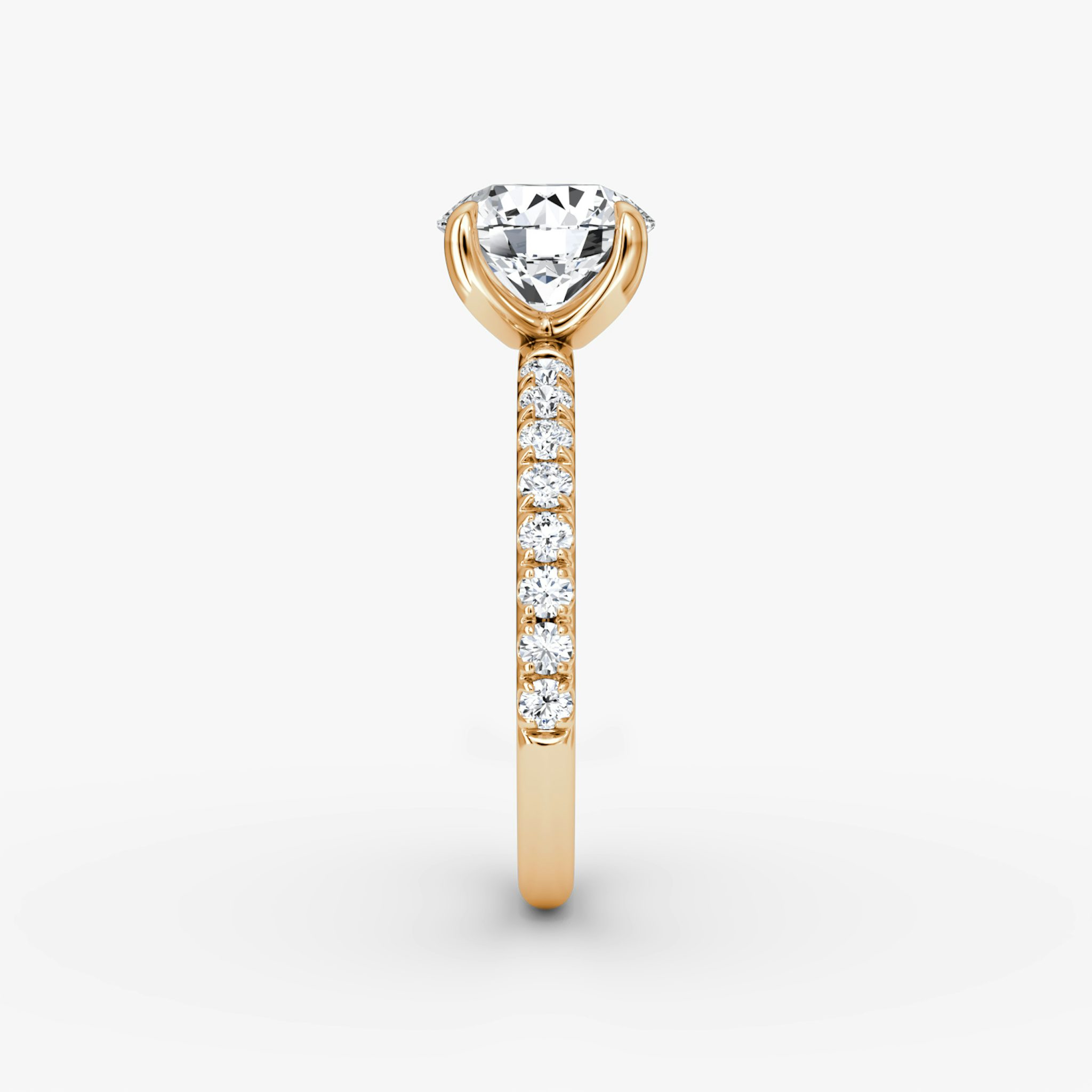 The Classic | Round Brilliant | 14k | Rose Gold | bandAccent: Pavé | bandWidth: large | caratWeight: other | diamondOrientation: vertical
