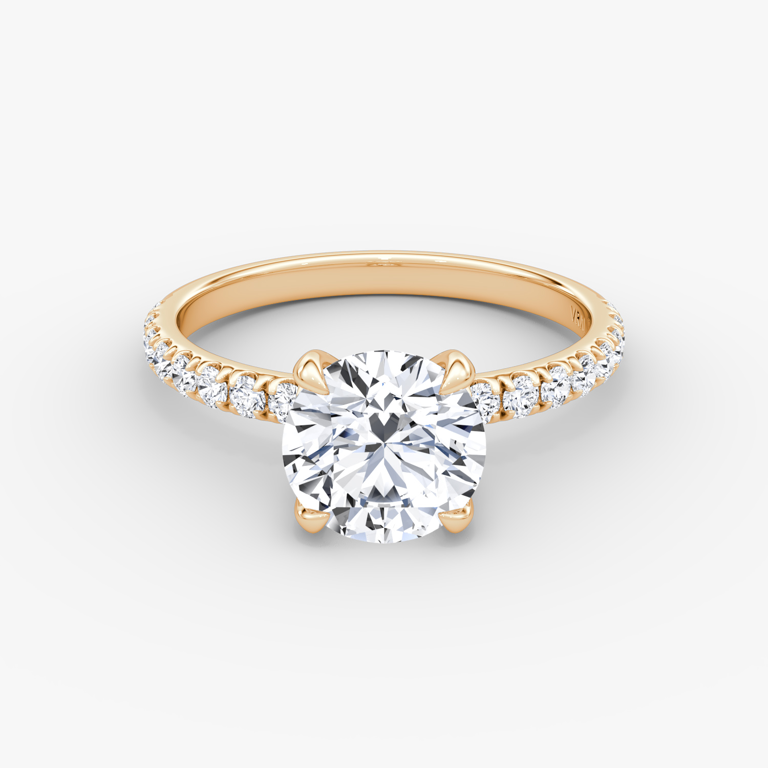 Anillo de compromiso Classic | Brillante | 14k | Oro rosa | bandAccent: Pavé | bandWidth: large | caratWeight: 1.0ct | diamondOrientation: vertical
