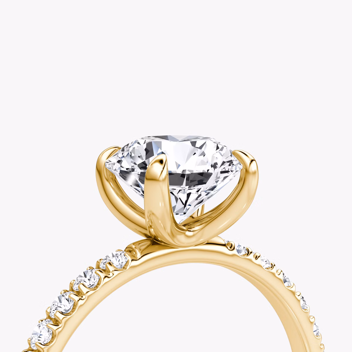 The Classic | Round Brilliant | 18k | Yellow Gold | bandAccent: Pavé | bandWidth: large | caratWeight: 1.0ct | diamondOrientation: vertical