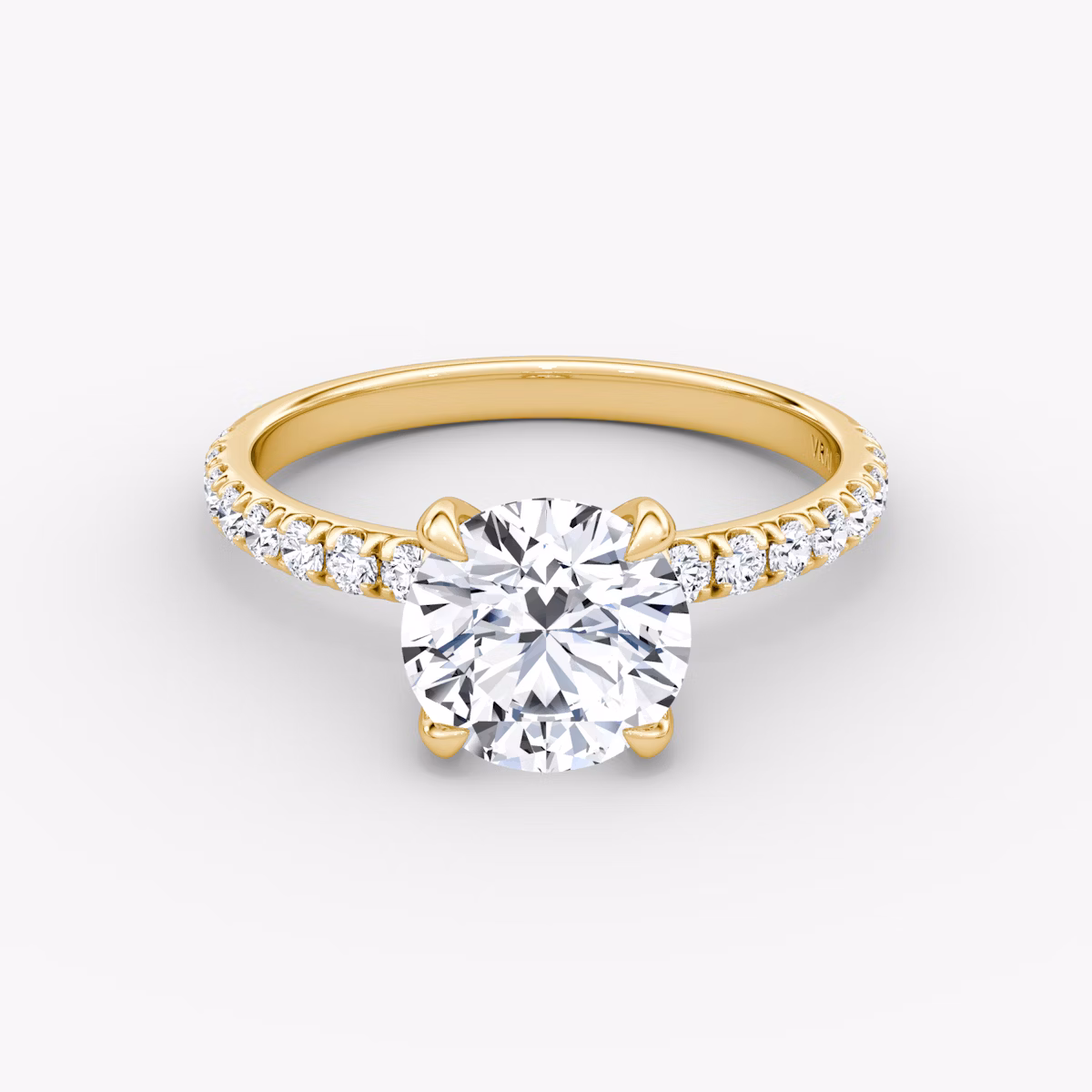 The Classic | Round Brilliant | 18k | Yellow Gold | bandAccent: Pavé | bandWidth: large | caratWeight: 1.0ct | diamondOrientation: vertical
