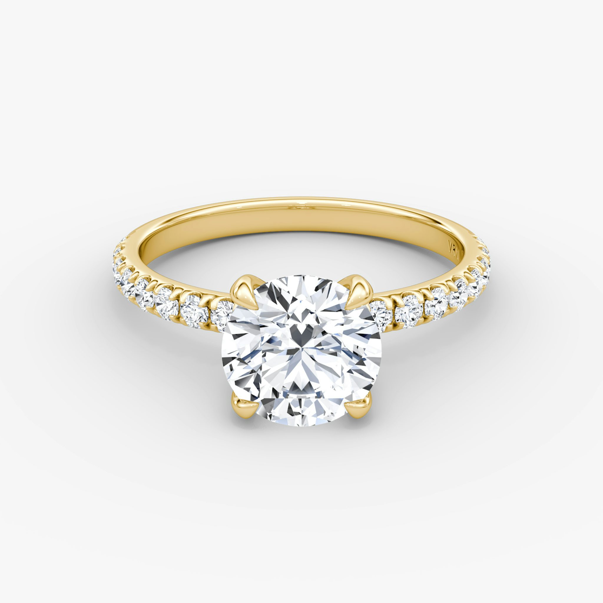 The Classic | Round Brilliant | 18k | Yellow Gold | bandAccent: Pavé | bandWidth: large | caratWeight: other | diamondOrientation: vertical