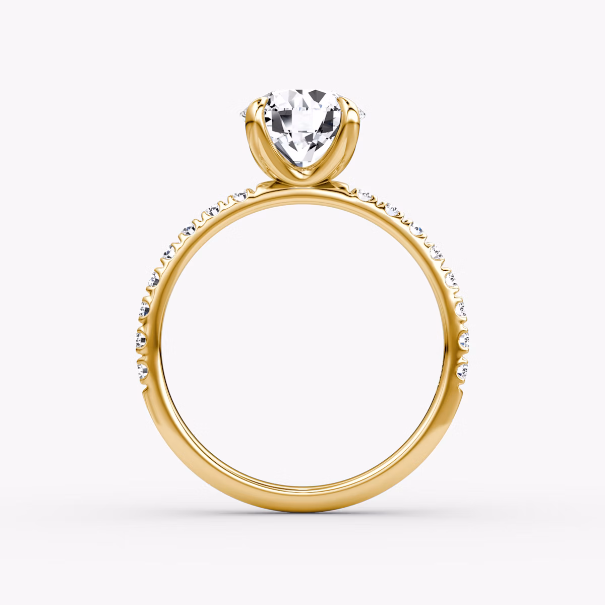 The Classic | Round Brilliant | 18k | Yellow Gold | bandAccent: Pavé | bandWidth: large | caratWeight: 1.0ct | diamondOrientation: vertical