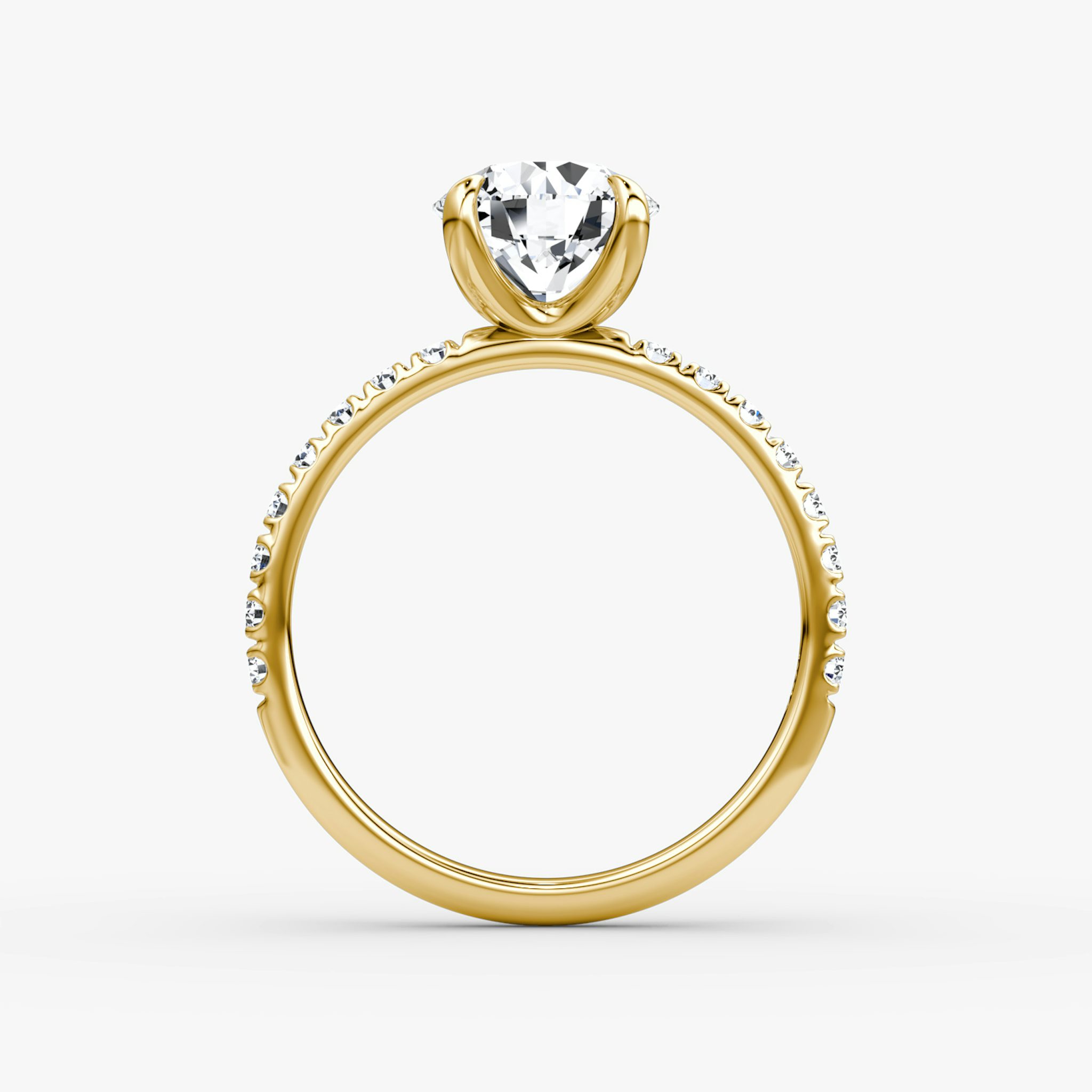 The Classic | Round Brilliant | 18k | Yellow Gold | bandAccent: Pavé | bandWidth: large | caratWeight: other | diamondOrientation: vertical