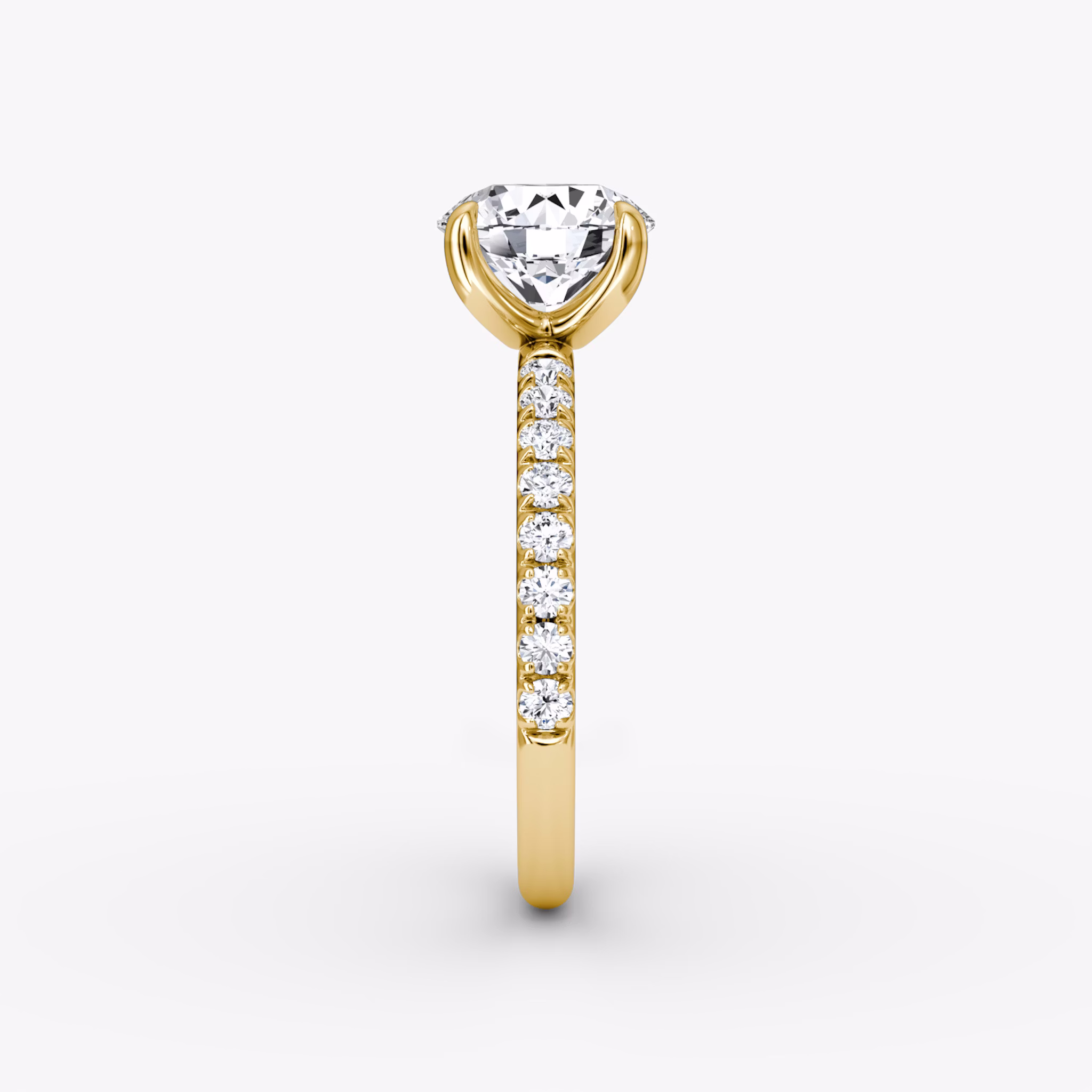 The Classic | Round Brilliant | 18k | Yellow Gold | bandAccent: Pavé | bandWidth: large | caratWeight: other | diamondOrientation: vertical