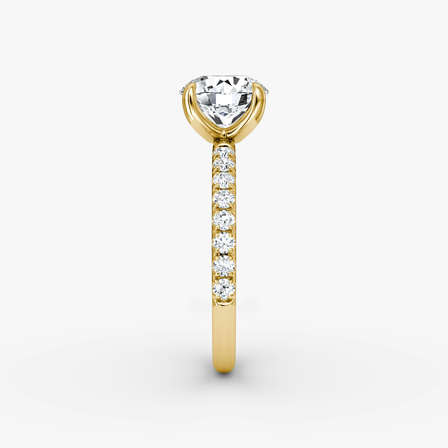 The Classic | Round Brilliant | 18k | Yellow Gold | bandAccent: Pavé | bandWidth: large | caratWeight: 1.5ct | diamondOrientation: vertical