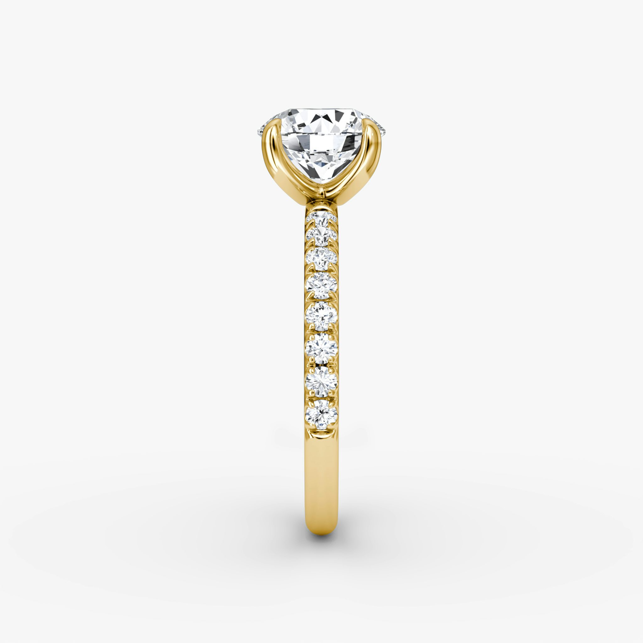 The Classic | Round Brilliant | 18k | Yellow Gold | bandAccent: Pavé | bandWidth: large | caratWeight: other | diamondOrientation: vertical