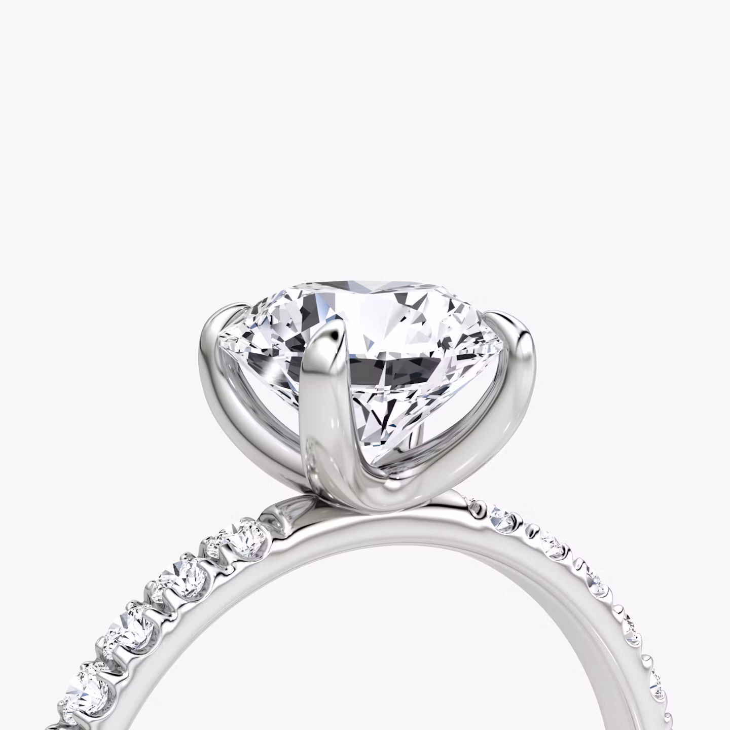 The Classic | Round Brilliant | Platinum | bandAccent: Pavé | bandWidth: large | caratWeight: 1.5ct | diamondOrientation: vertical