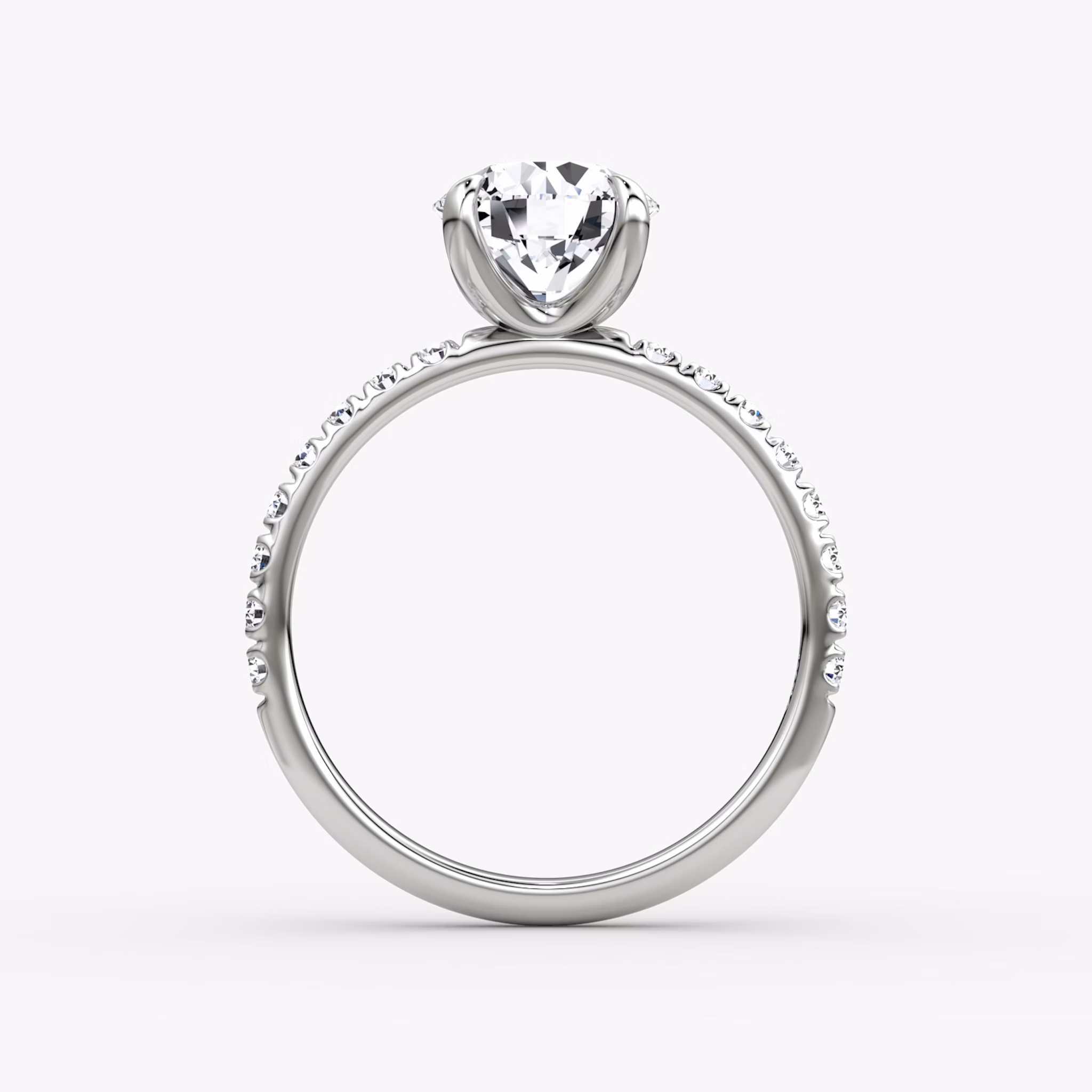 The Classic | Round Brilliant | 18k | White Gold | bandAccent: Pavé | bandWidth: large | caratWeight: other | diamondOrientation: vertical