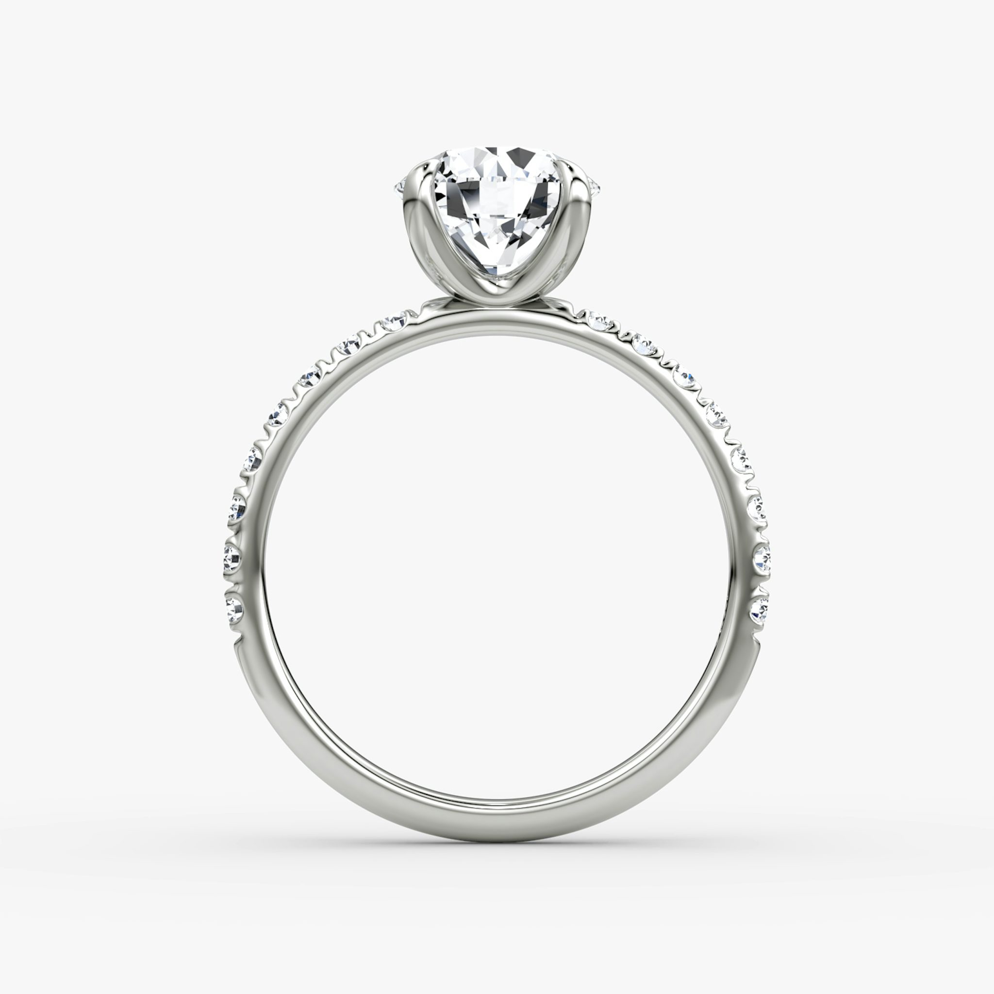 The Classic | Round Brilliant | 18k | White Gold | bandAccent: Pavé | bandWidth: large | caratWeight: other | diamondOrientation: vertical