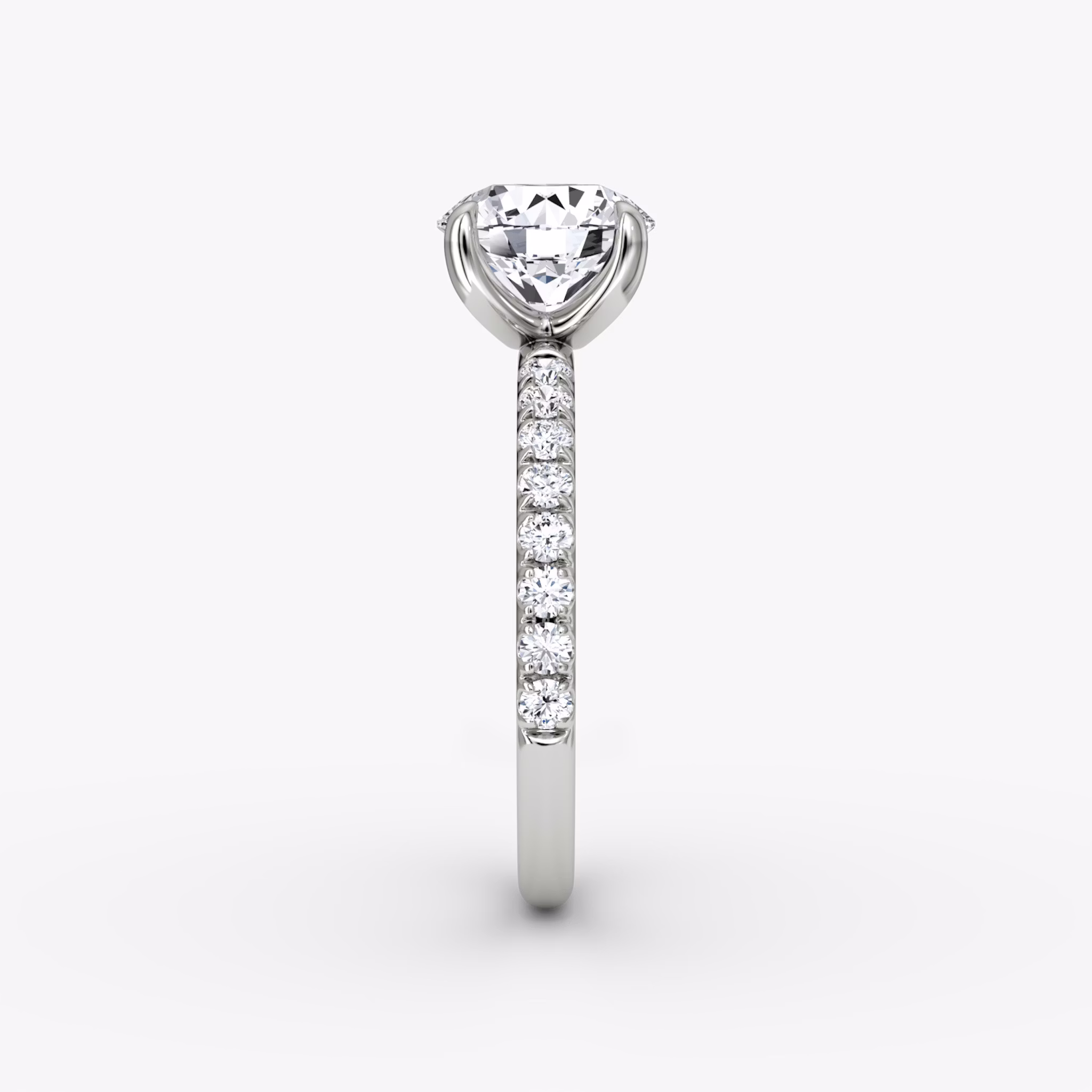 The Classic | Round Brilliant | 18k | White Gold | bandAccent: Pavé | bandWidth: large | caratWeight: other | diamondOrientation: vertical