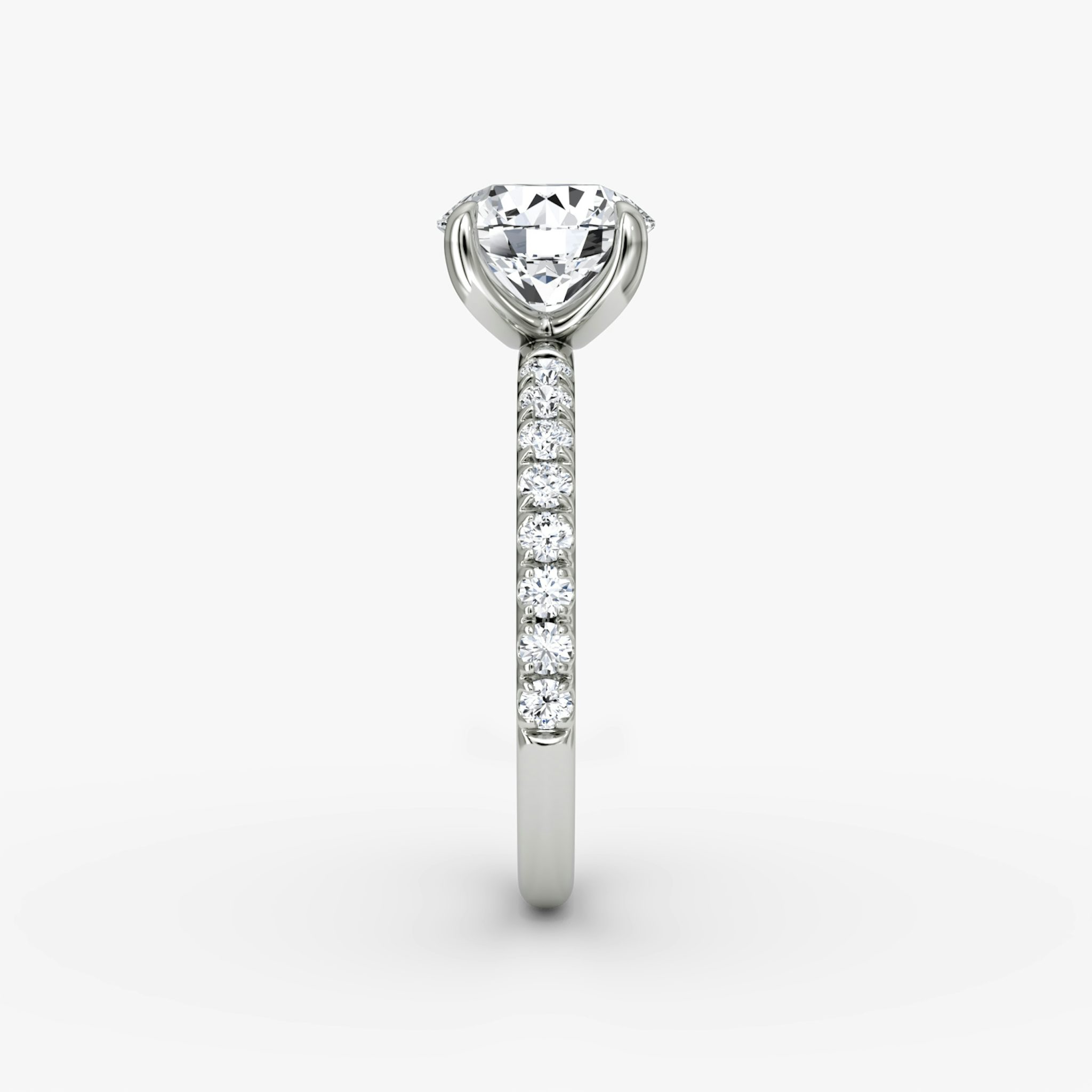 The Classic | Round Brilliant | 18k | White Gold | bandAccent: Pavé | bandWidth: large | caratWeight: other | diamondOrientation: vertical